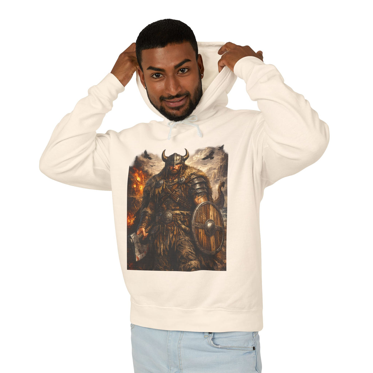Viking Warrior Hoodie — "Forge Your Legend" Shield & Helmet Sweatshirt