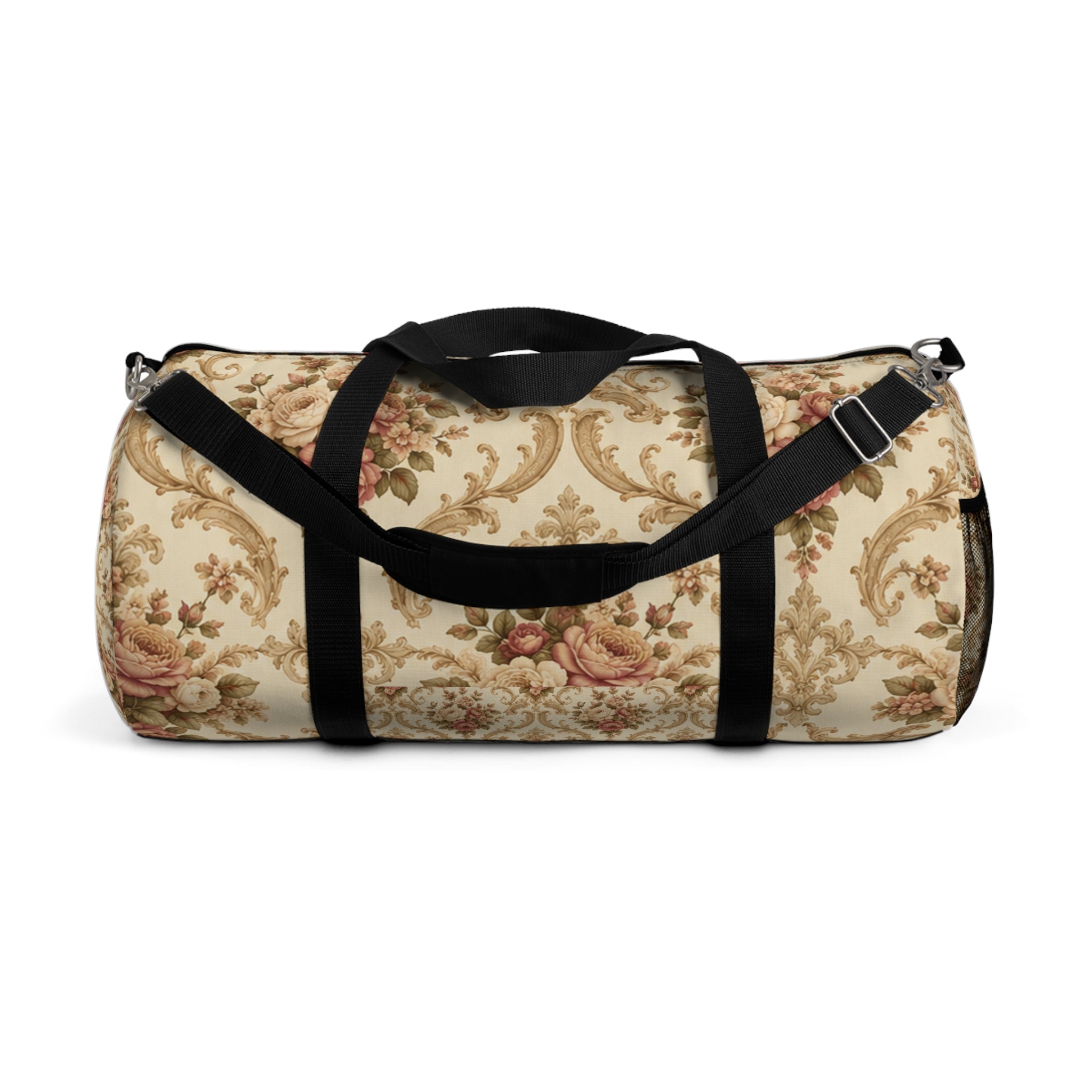 Vintage Floral Duffel Bag — Cream Rose Travel Gym Bag