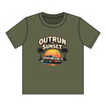 Youth Tee — "Outrun the Sunset" Retro Car Sunset Graphic