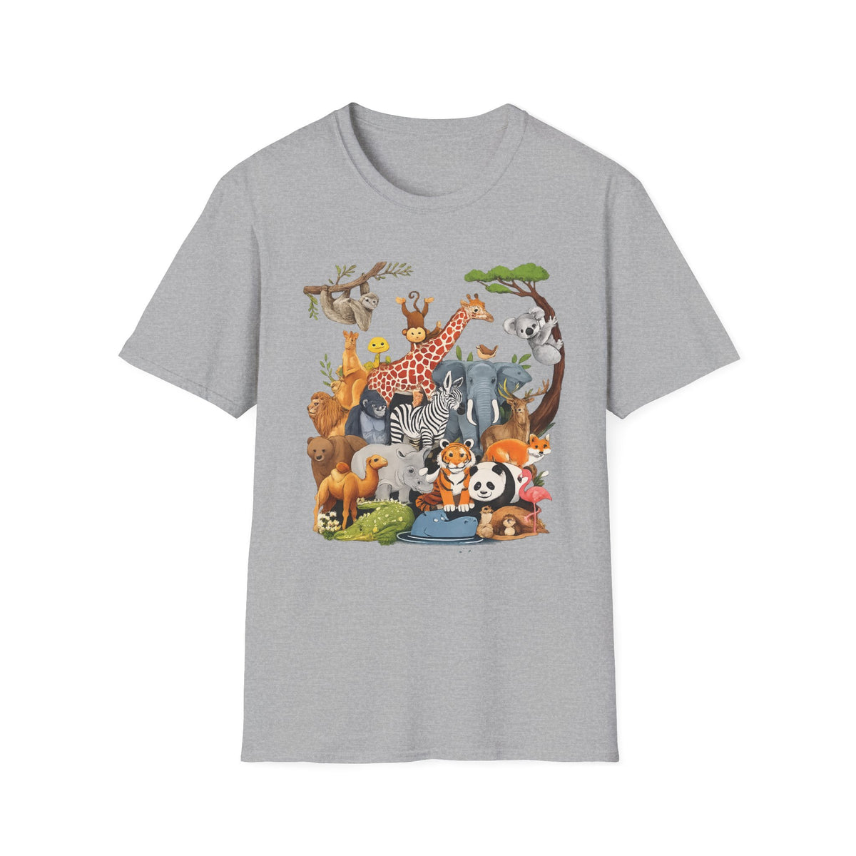 Safari Jungle Animals T-Shirt — Cute Giraffe, Zebra & Elephant Graphic Tee