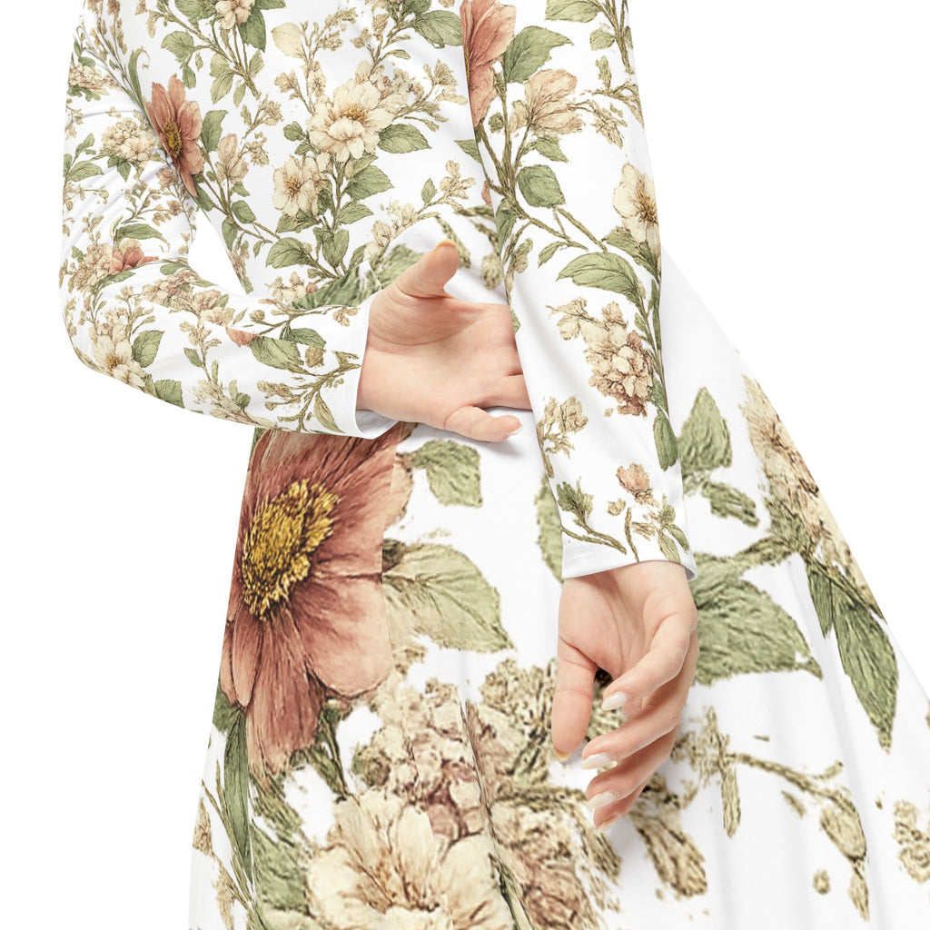 Floral Vintage Maxi Dress — Long Sleeve AOP Women's Dance Dress