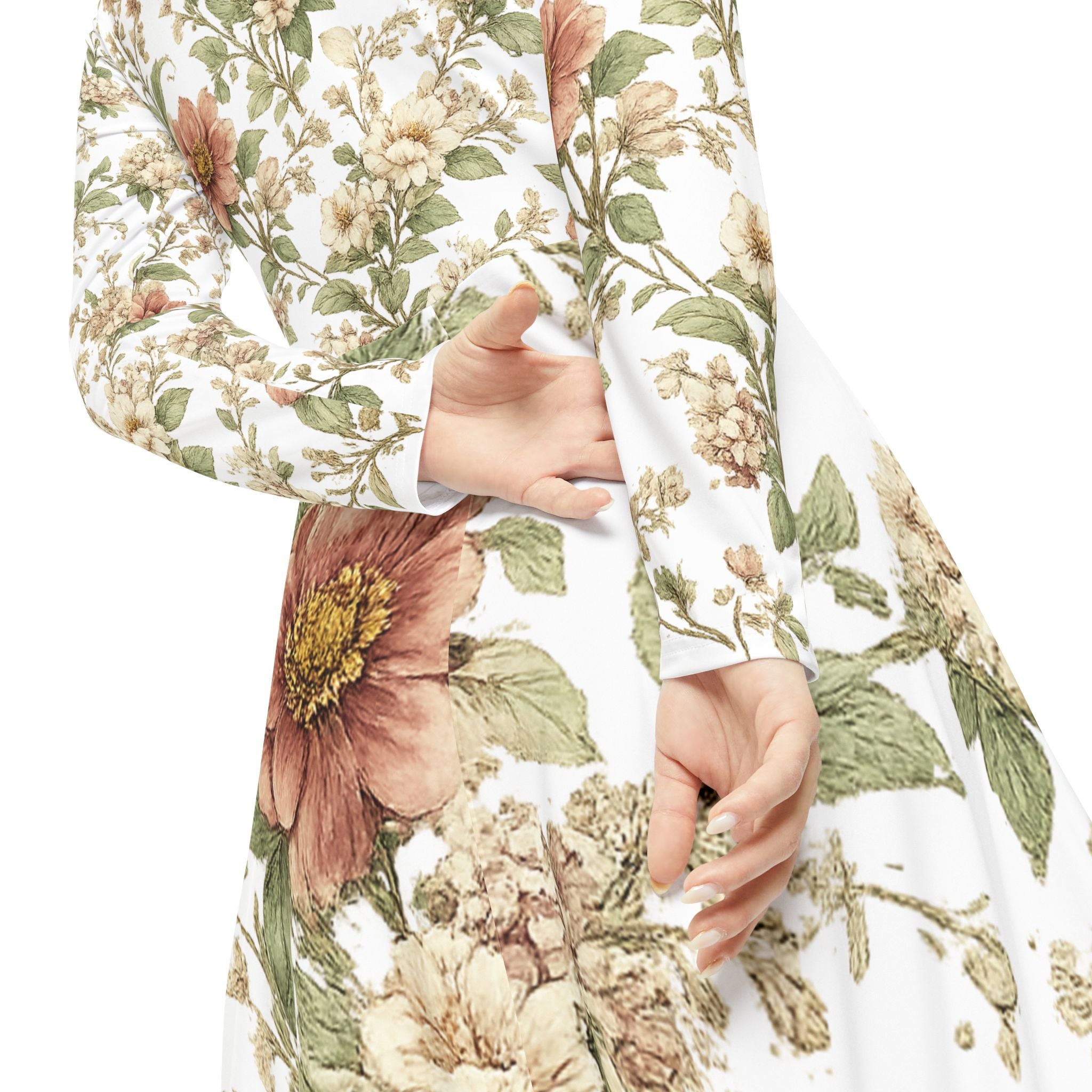 Floral Vintage Maxi Dress — Long Sleeve AOP Women's Dance Dress