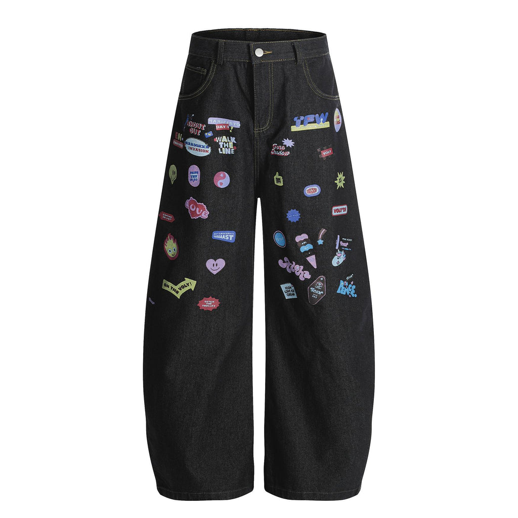 Fun Graffiti Stickers Jeans for Men and Women