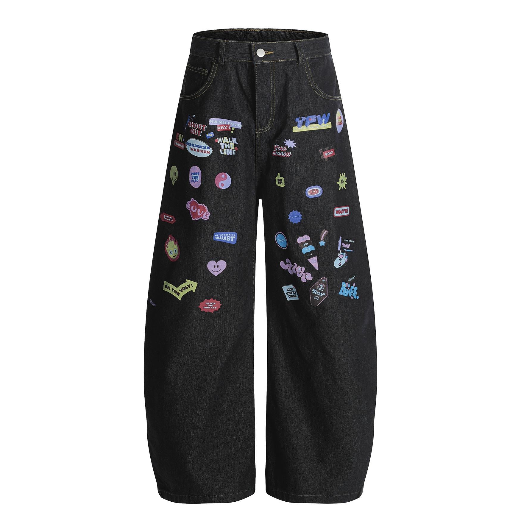 Fun Graffiti Stickers Jeans for Men and Women