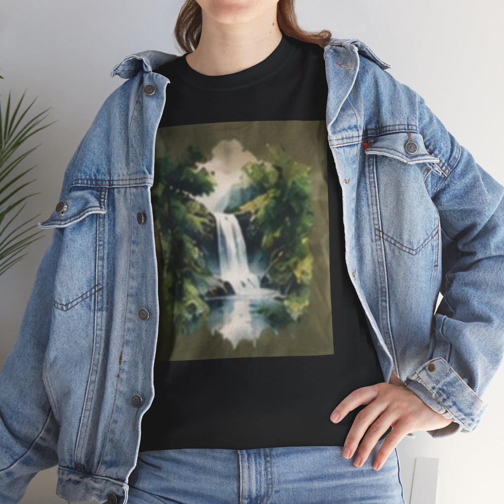 Waterfall Landscape T-Shirt — Vintage Forest Nature Tee