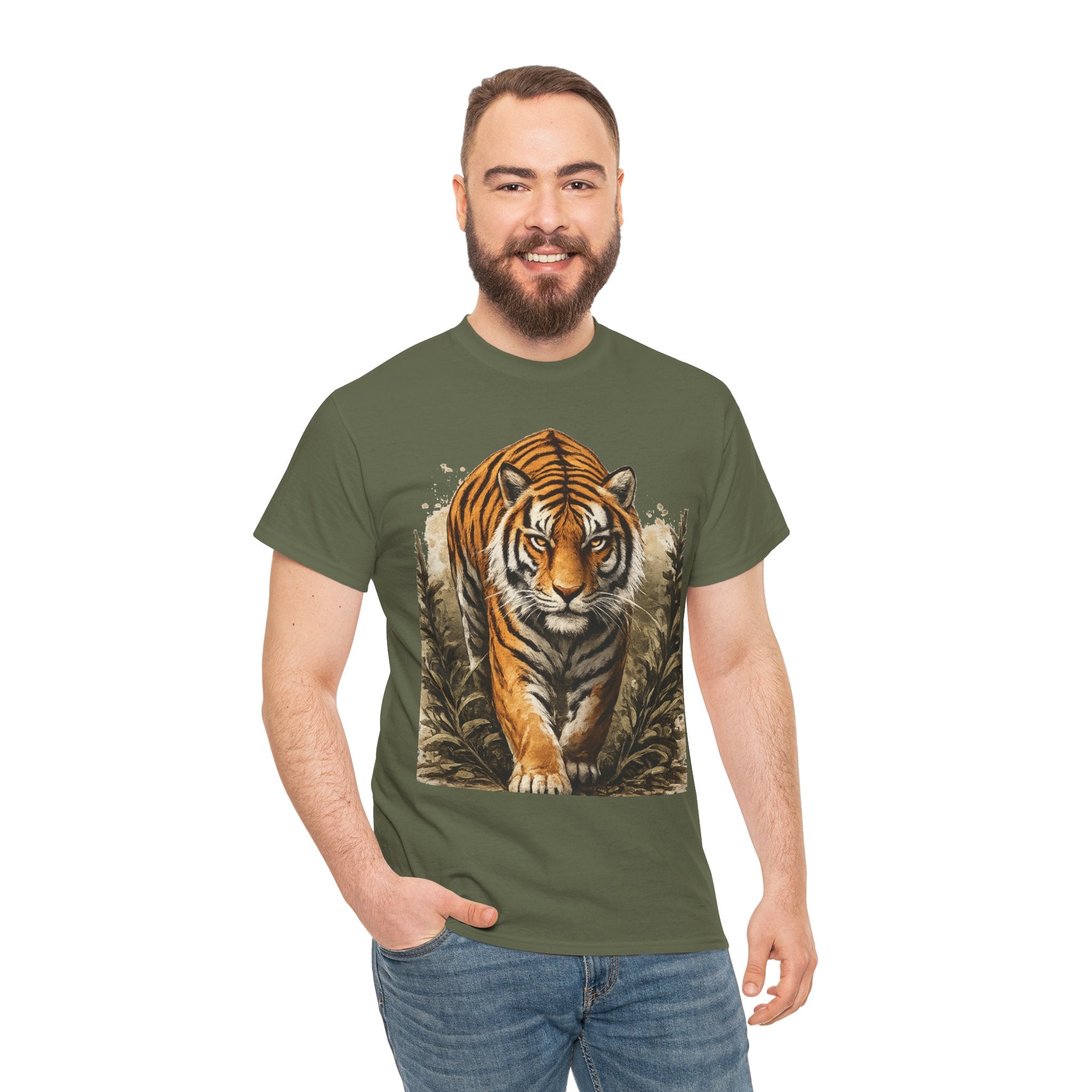 Tiger Stroll Graphic Tee — Majestic Tiger Vintage-Style T-Shirt