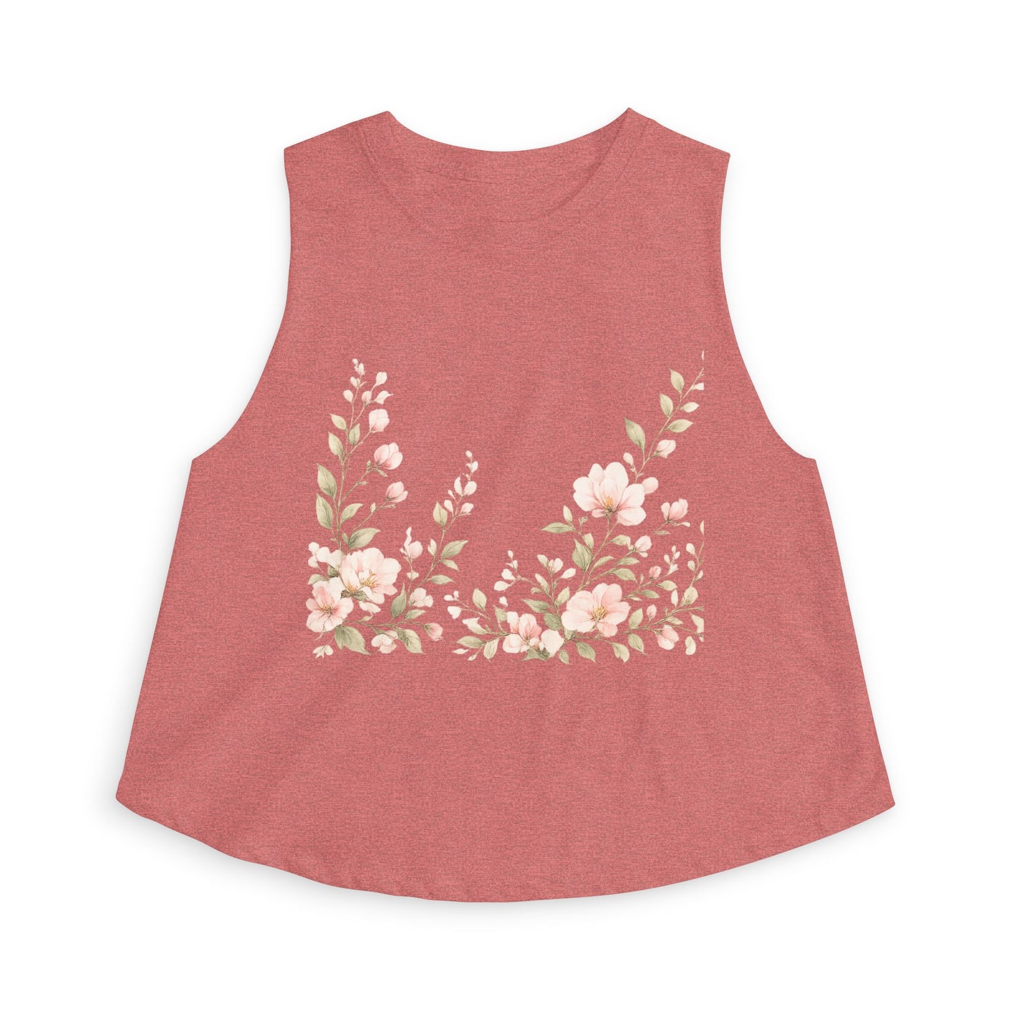 Floral Vines Women's Crop Top — Soft Peach Blossom Tank