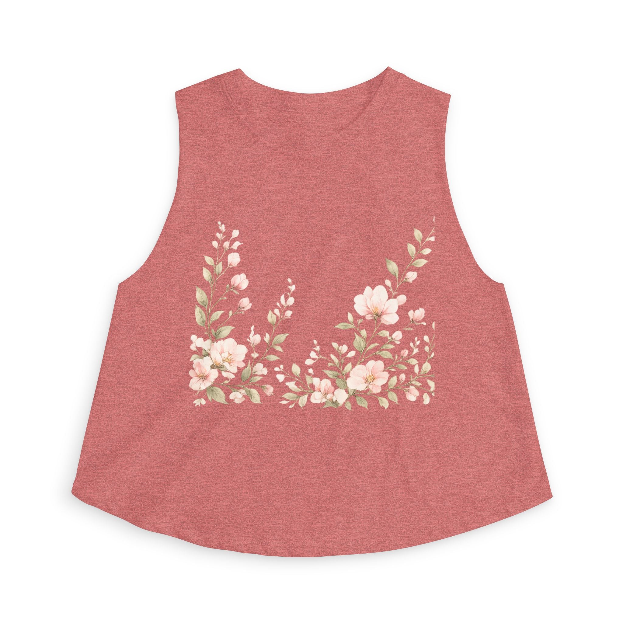 Floral Crop Top — Soft Pink Watercolor Blossoms