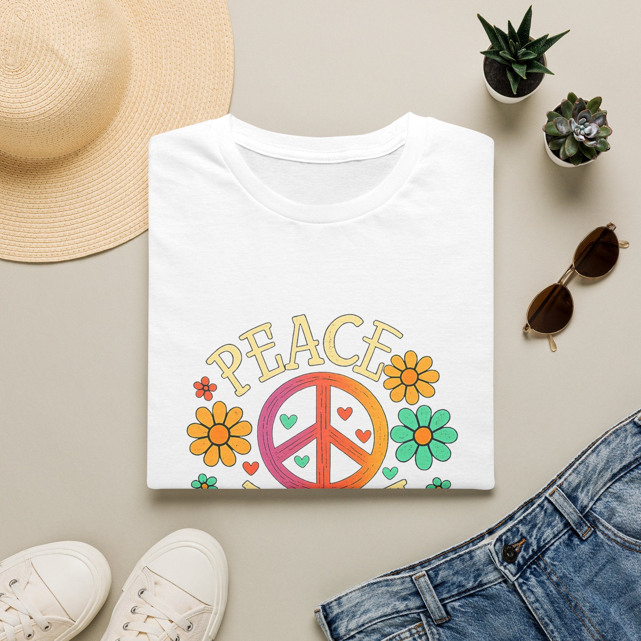 Peace & Love T-Shirt — Retro Flower Peace Sign Tee
