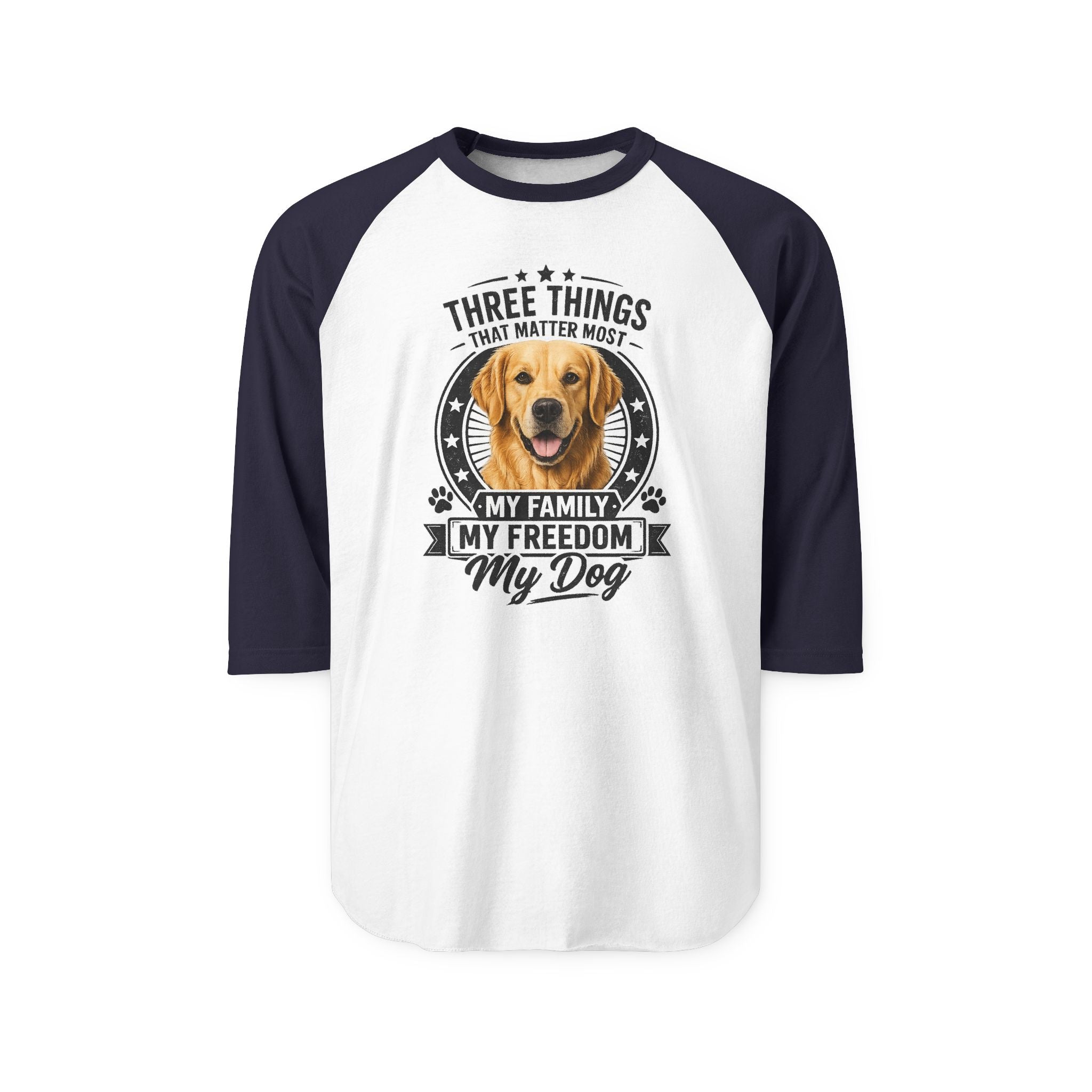 Golden Retriever Raglan Shirt - "My Family Has Paws" Dog Lover Baseball Tee