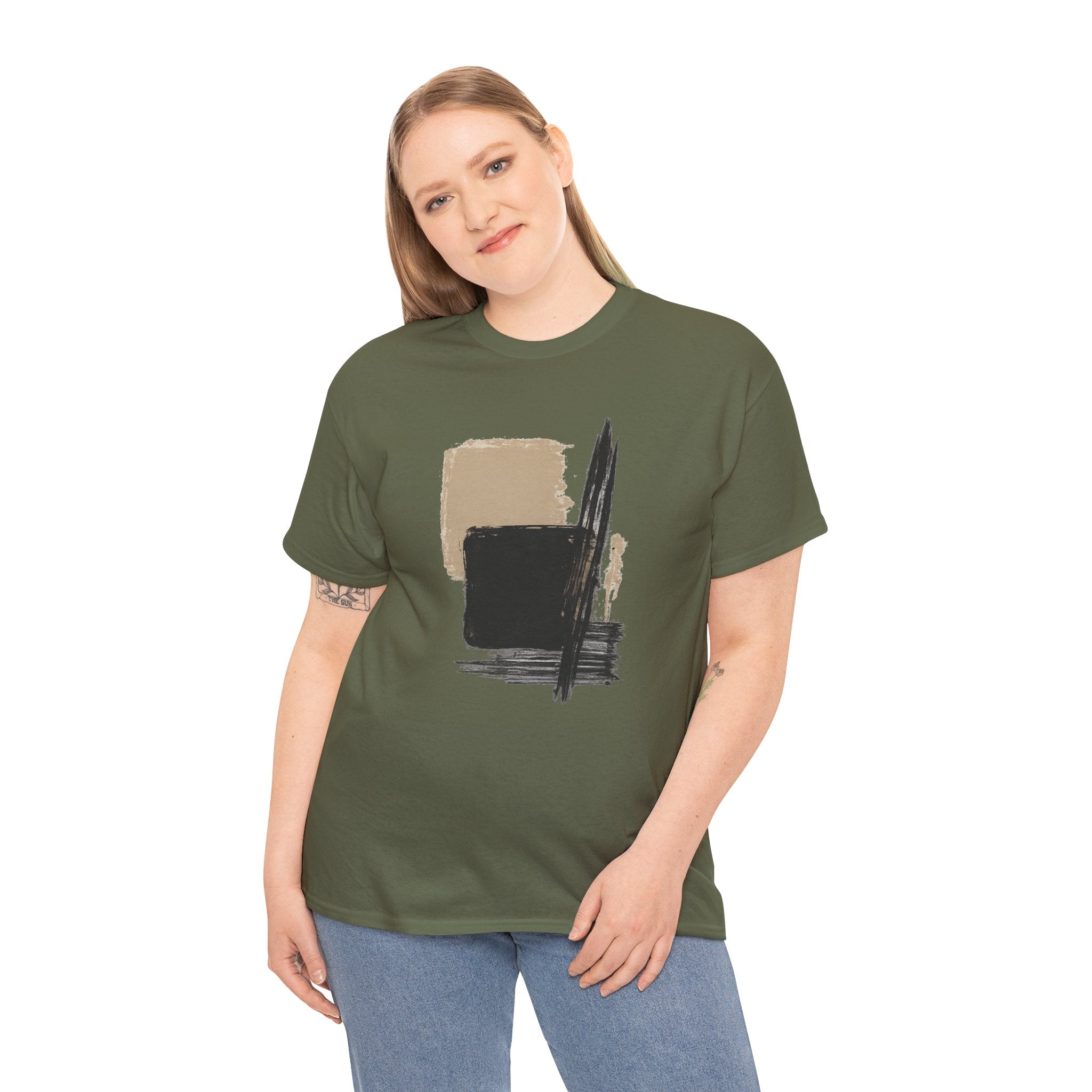 Abstract Brushstroke Tee — Minimal Neutral Art Graphic T-Shirt