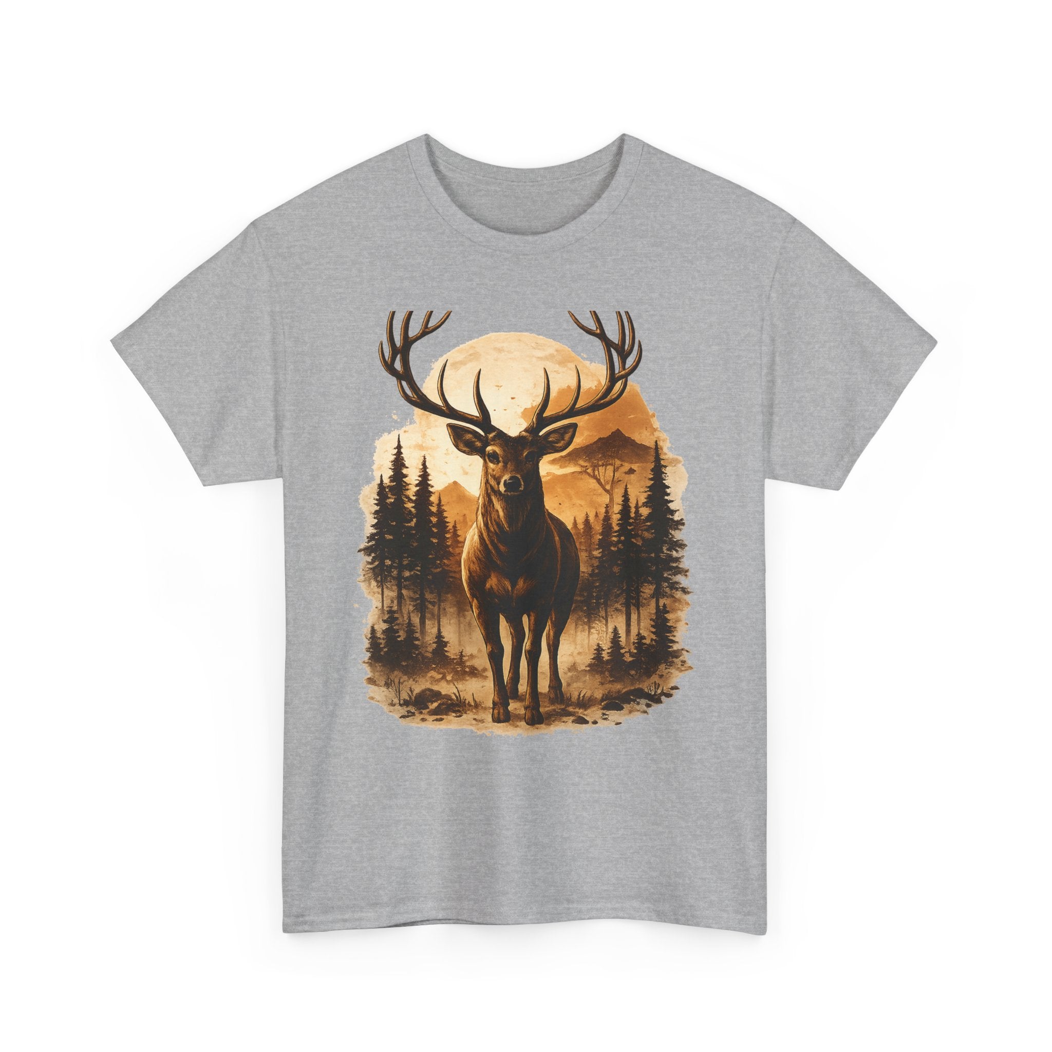 Deer Sunset Graphic Tee — Wilderness Stag Nature T-Shirt
