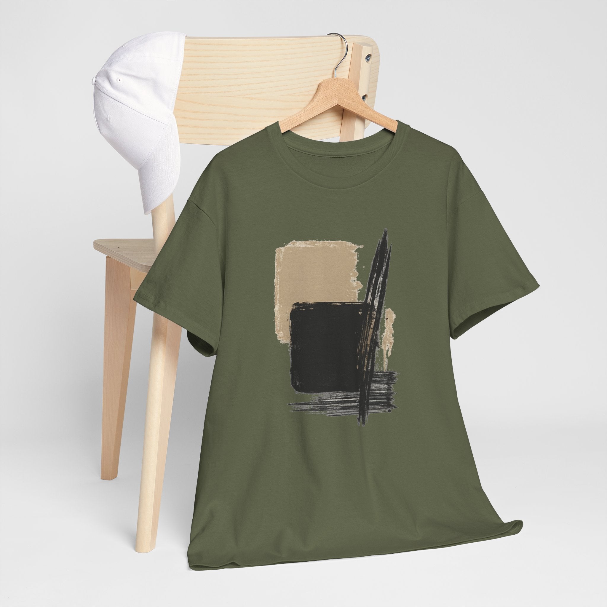 Abstract Brushstroke Tee — Minimal Neutral Art Graphic T-Shirt