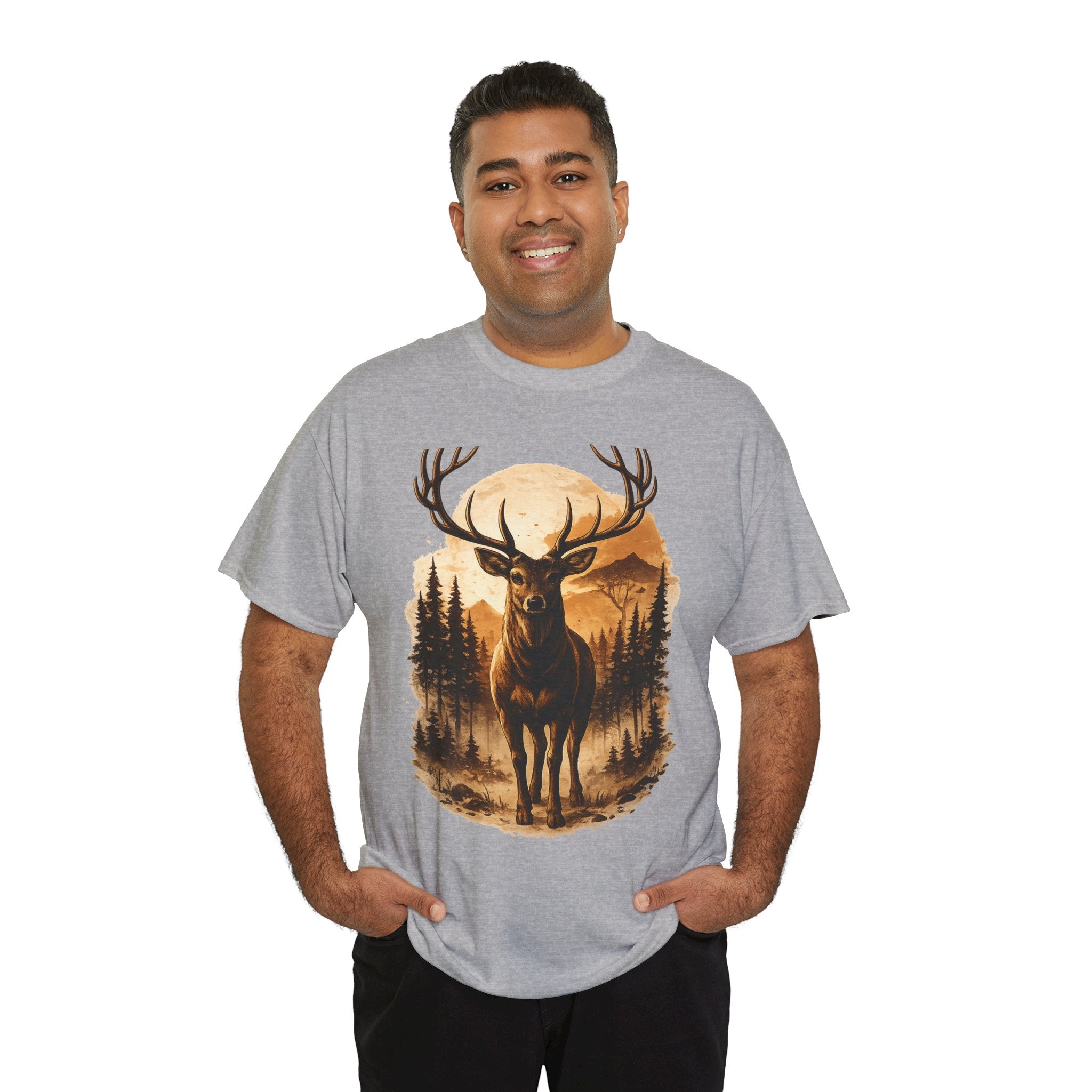 Deer Sunset Graphic Tee — Wilderness Stag Nature T-Shirt