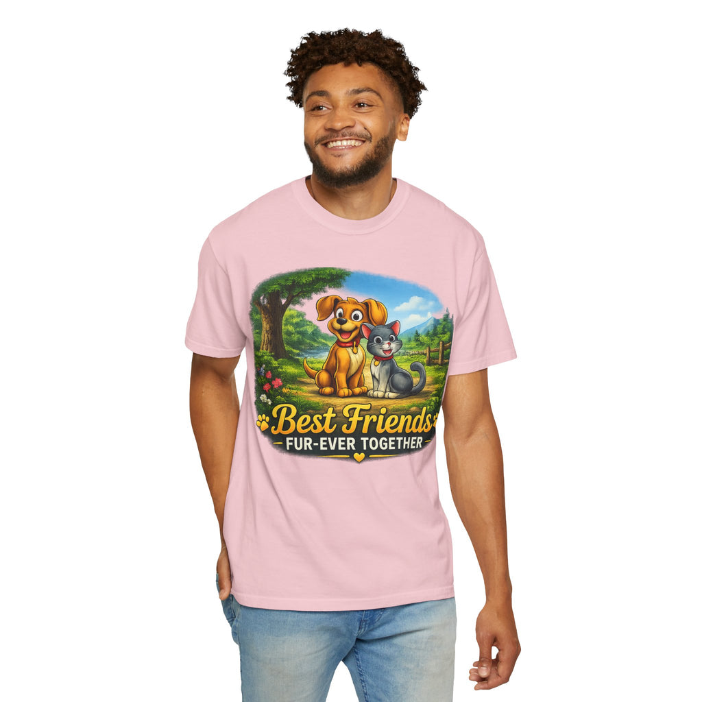 Best Friends T-Shirt — "Fur-Ever Together" Cute Dog & Cat Graphic Tee