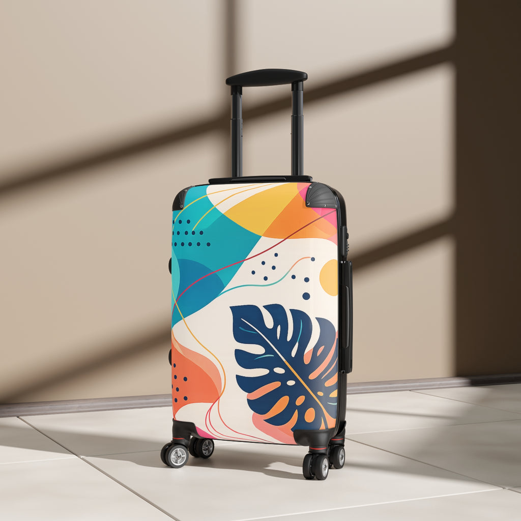 Tropical Abstract Carry-On Suitcase – Colorful Leaf Print Travel Luggage
