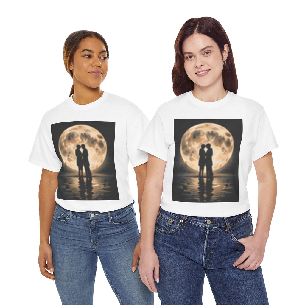 Moonlight Kiss T‑Shirt — Romantic Couple Silhouette Tee