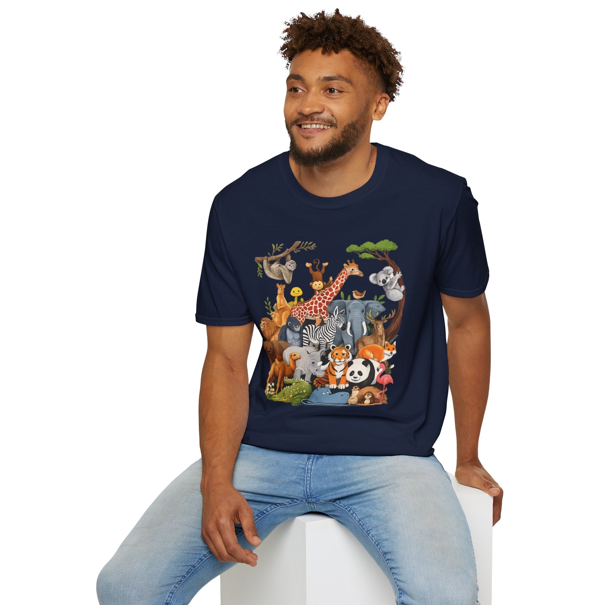 Safari Jungle Animals T-Shirt — Cute Giraffe, Zebra & Elephant Graphic Tee