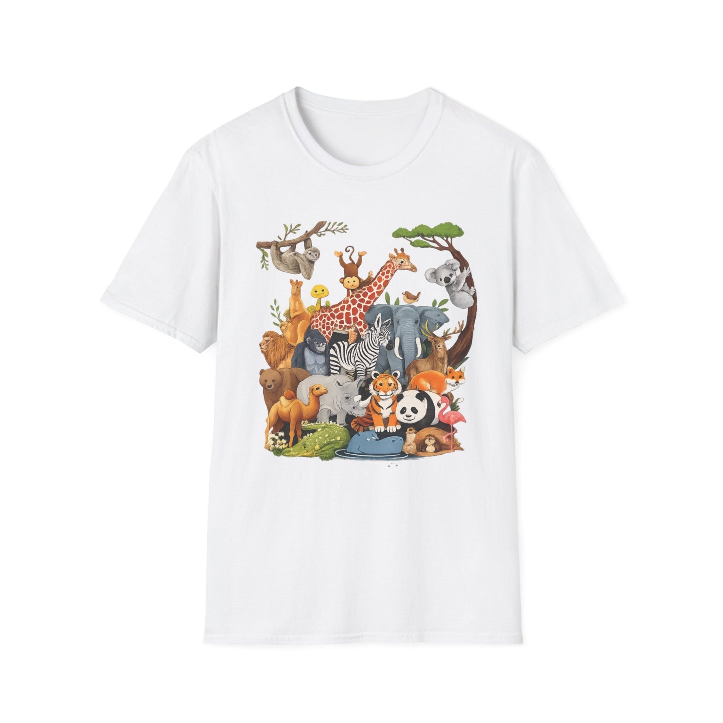 Safari Jungle Animals T-Shirt — Cute Giraffe, Zebra & Elephant Graphic Tee