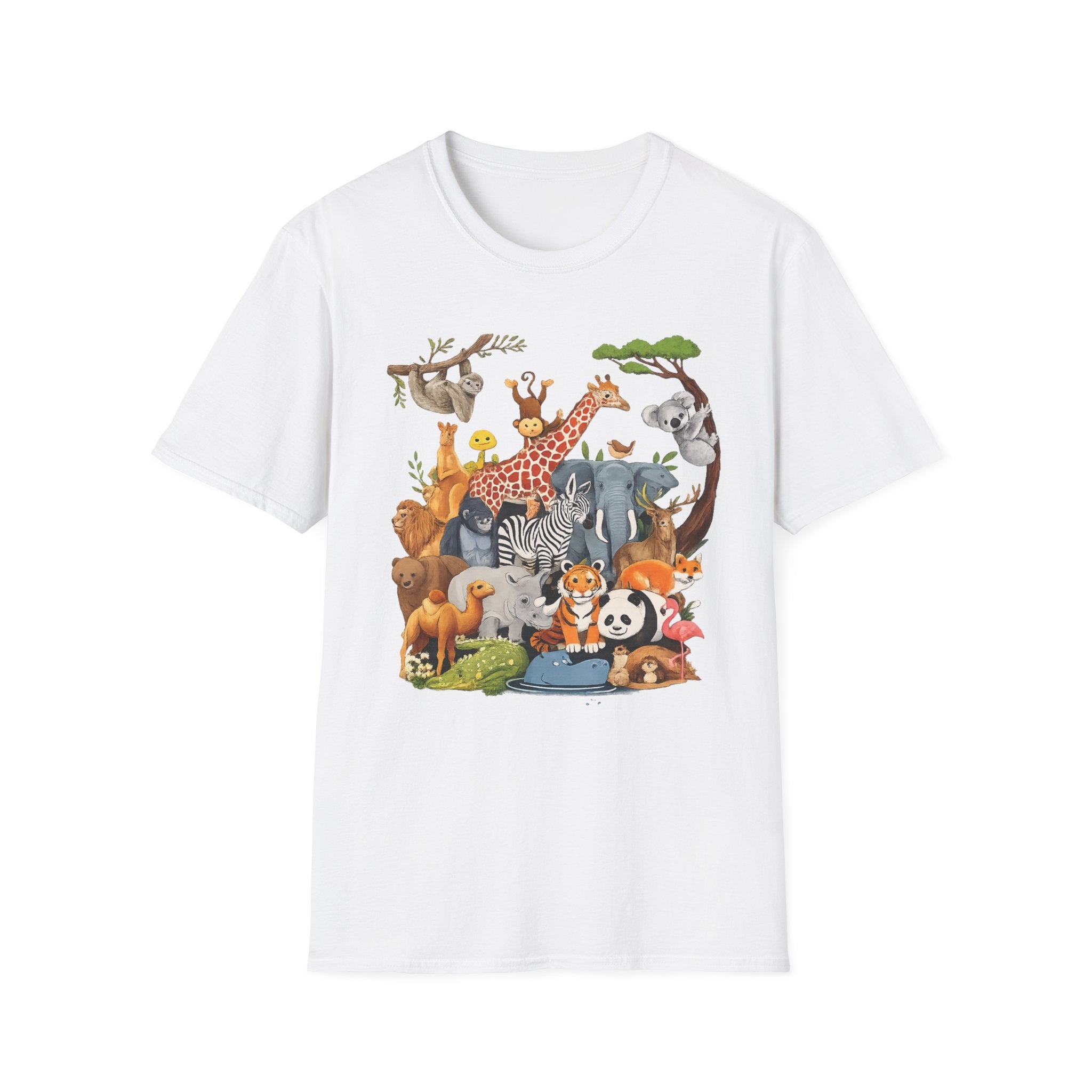 Safari Jungle Animals T-Shirt — Cute Giraffe, Zebra & Elephant Graphic Tee