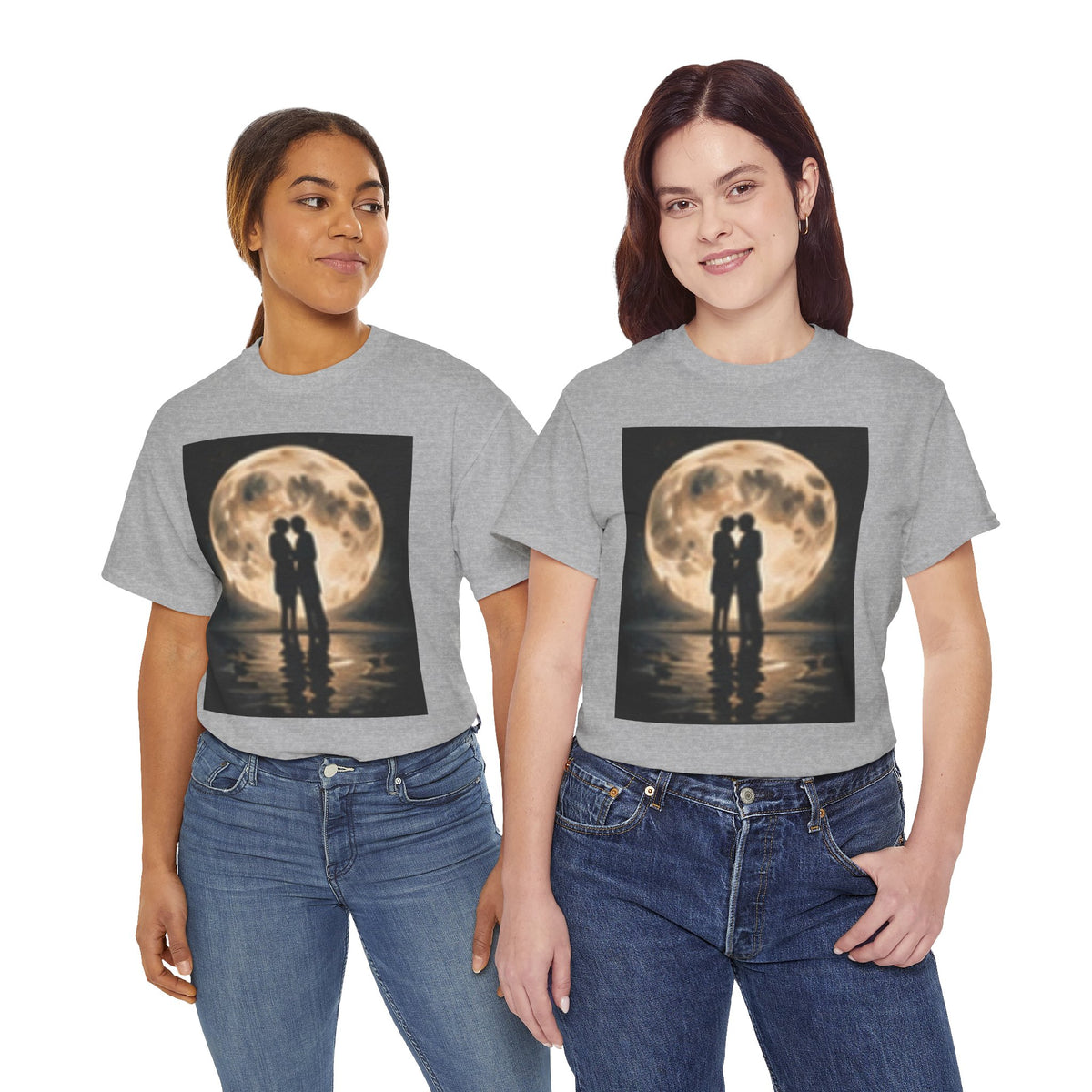 Moonlight Kiss T‑Shirt — Romantic Couple Silhouette Tee