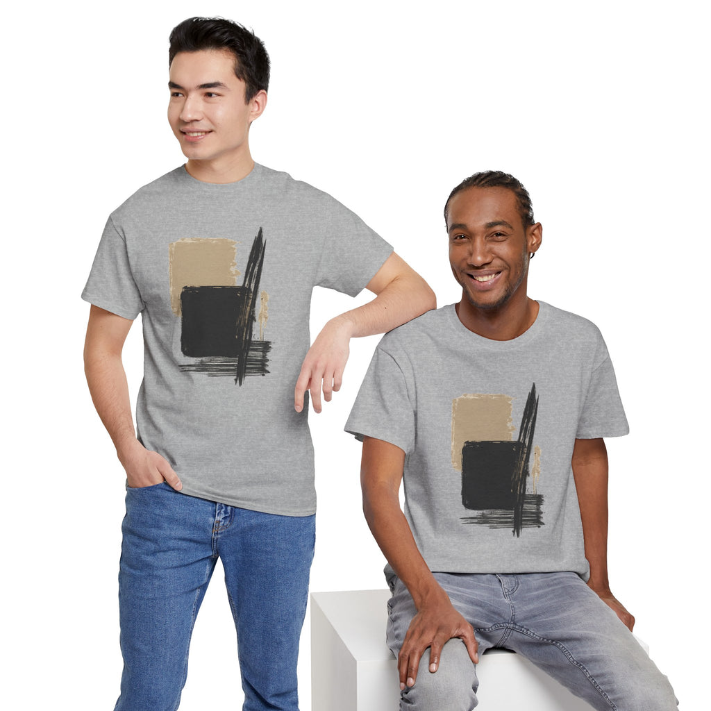 Abstract Brushstroke Tee — Minimal Neutral Art Graphic T-Shirt
