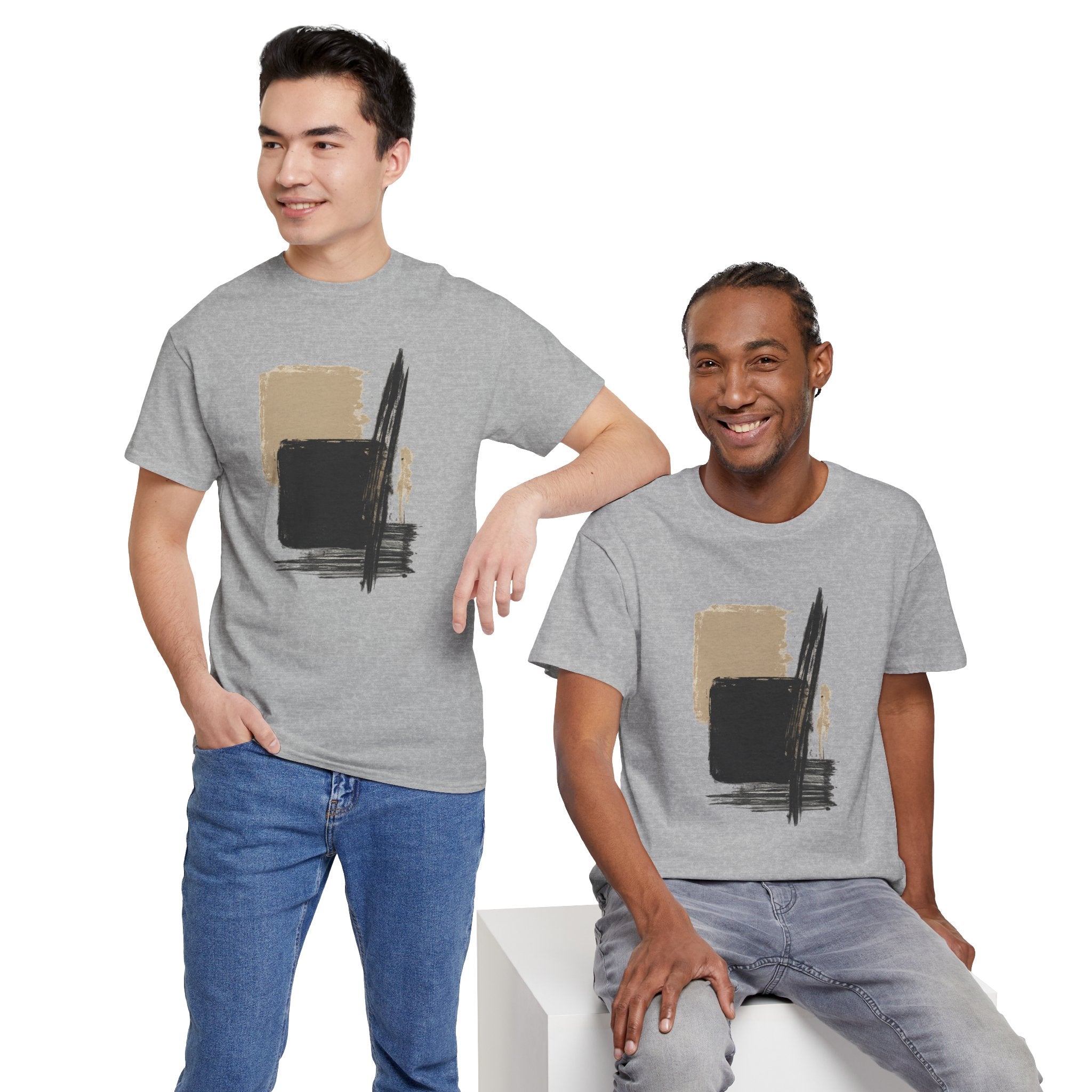 Abstract Brushstroke Tee — Minimal Neutral Art Graphic T-Shirt