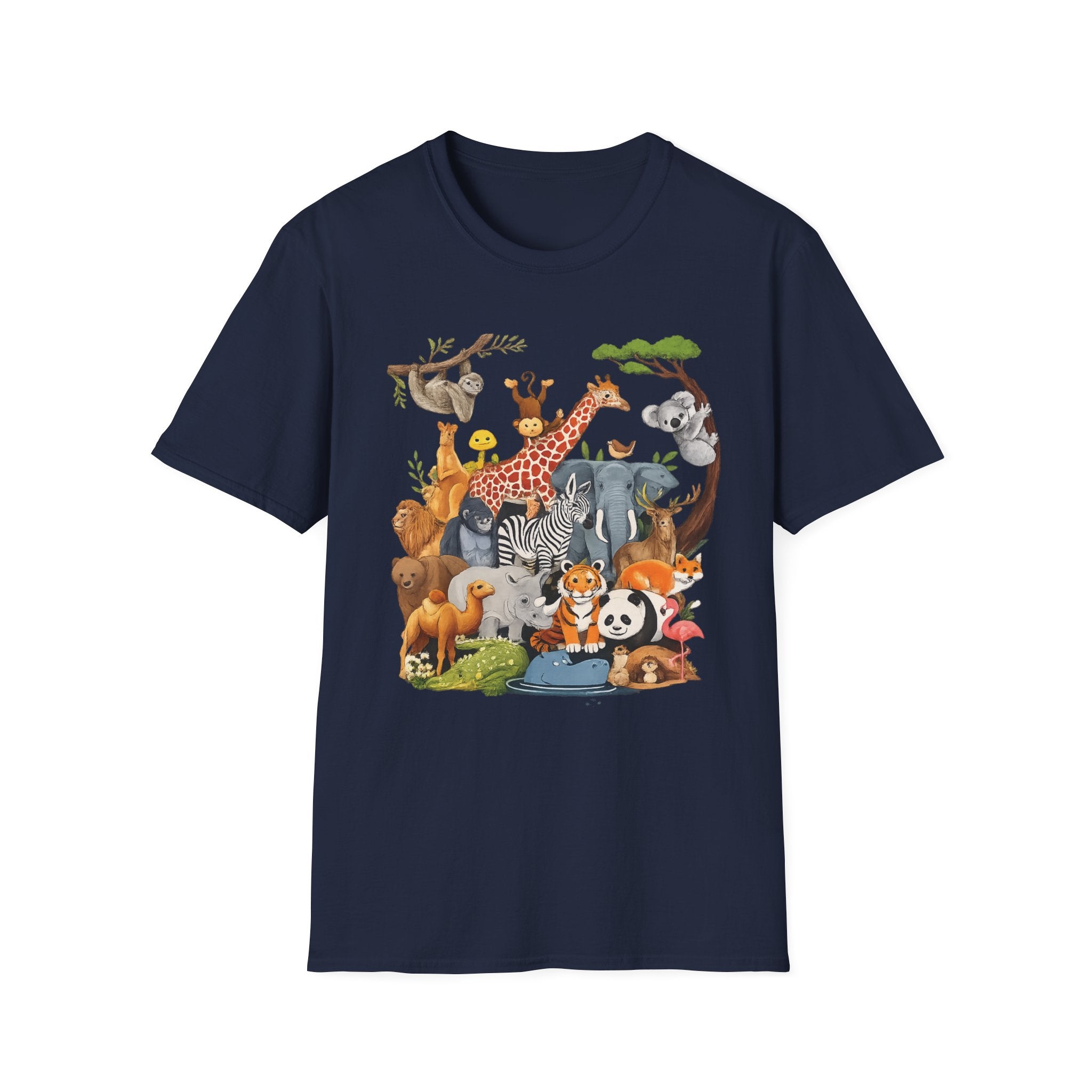 Safari Jungle Animals T-Shirt — Cute Giraffe, Zebra & Elephant Graphic Tee