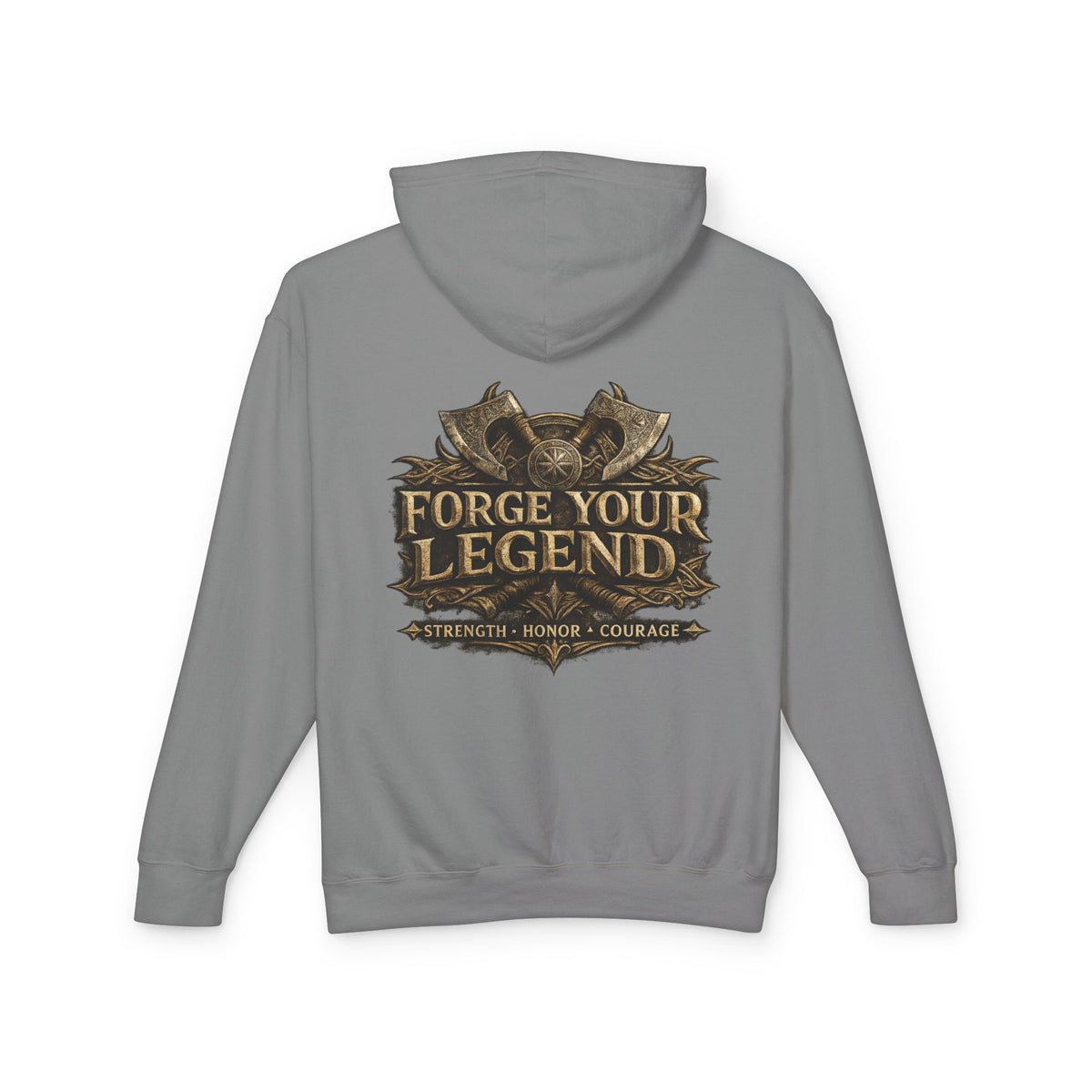Viking Warrior Hoodie — "Forge Your Legend" Shield & Helmet Sweatshirt