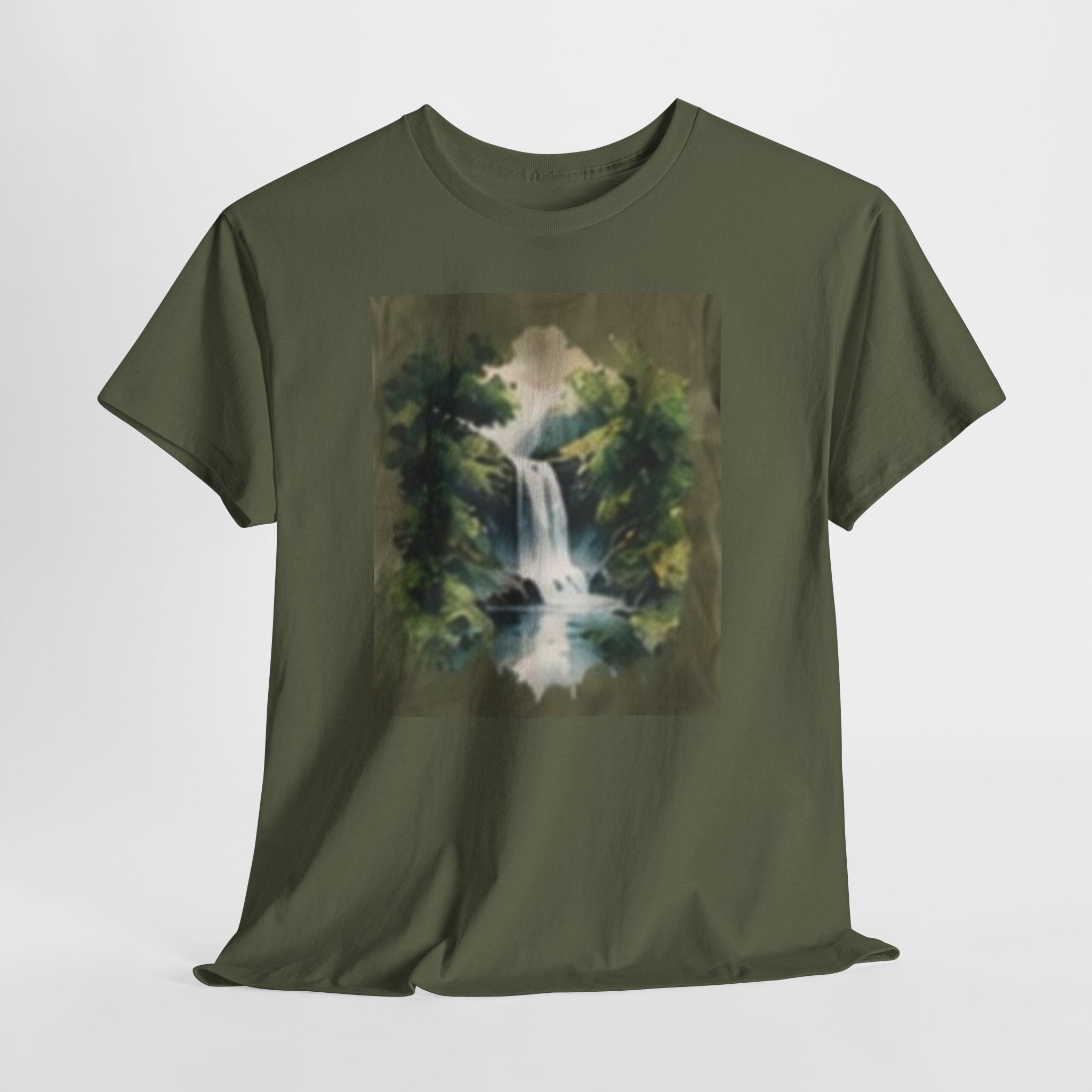 Waterfall Landscape T-Shirt — Vintage Forest Nature Tee