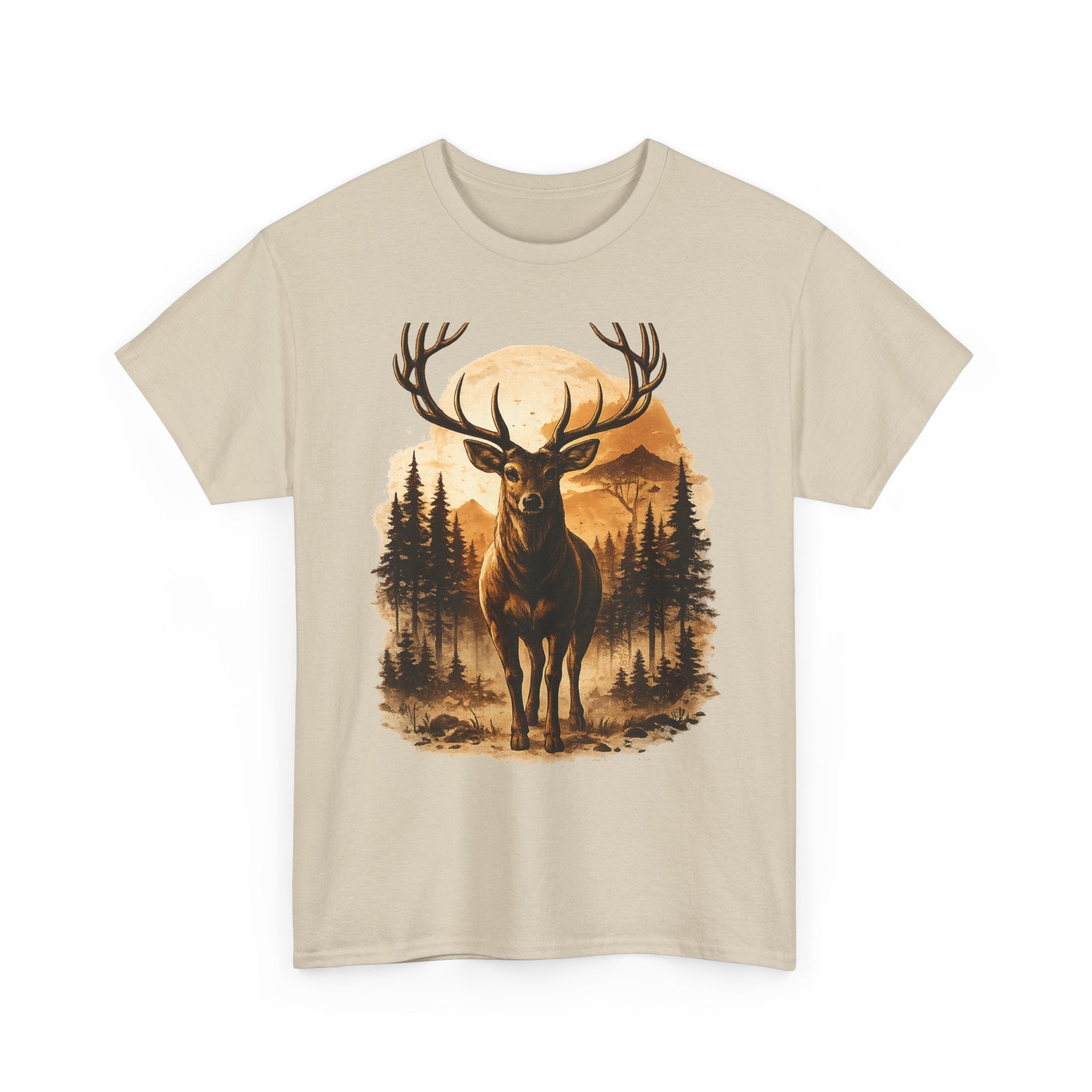 Deer Sunset Graphic Tee — Wilderness Stag Nature T-Shirt