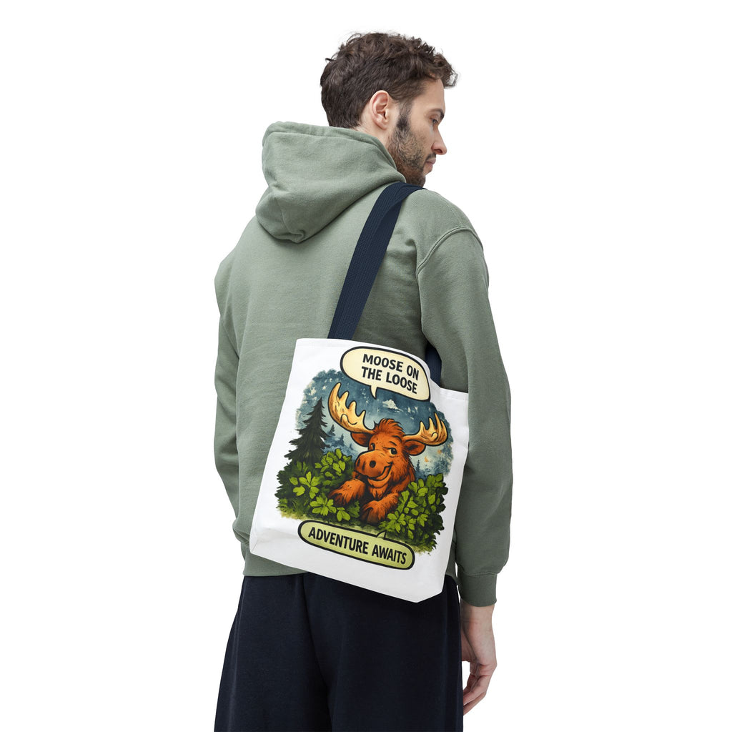 Moose on the Loose Tote Bag — Cute Retro Moose Illustration Canvas Tote