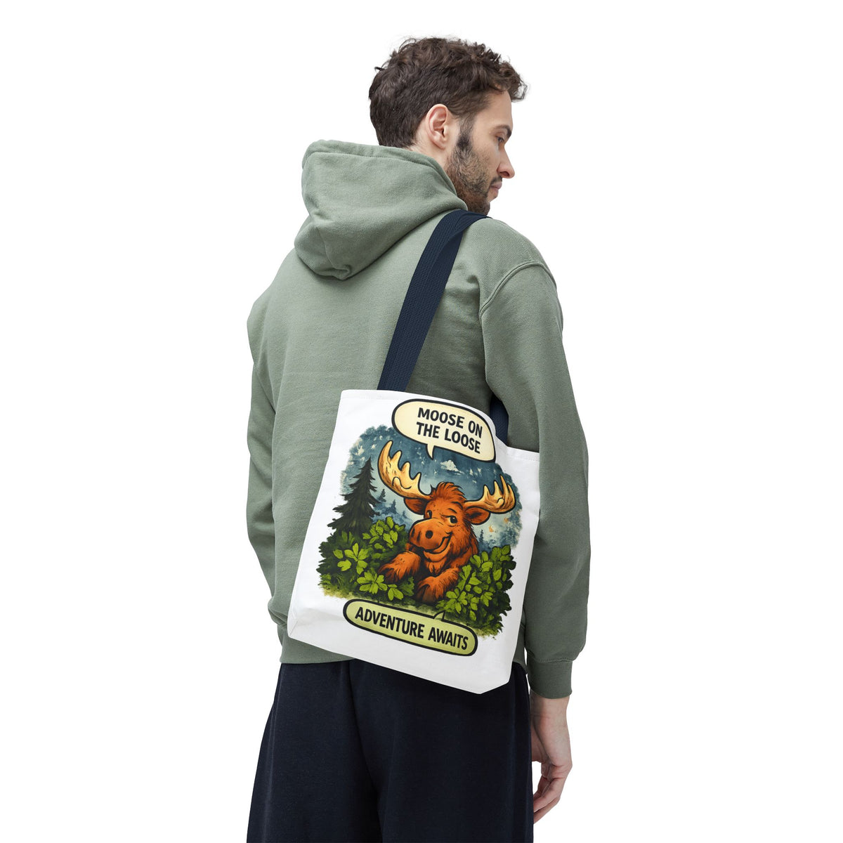 Moose on the Loose Tote Bag — Cute Retro Moose Illustration Canvas Tote