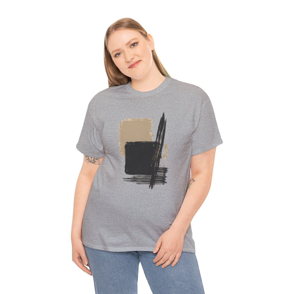 Abstract Brushstroke Tee — Minimal Neutral Art Graphic T-Shirt