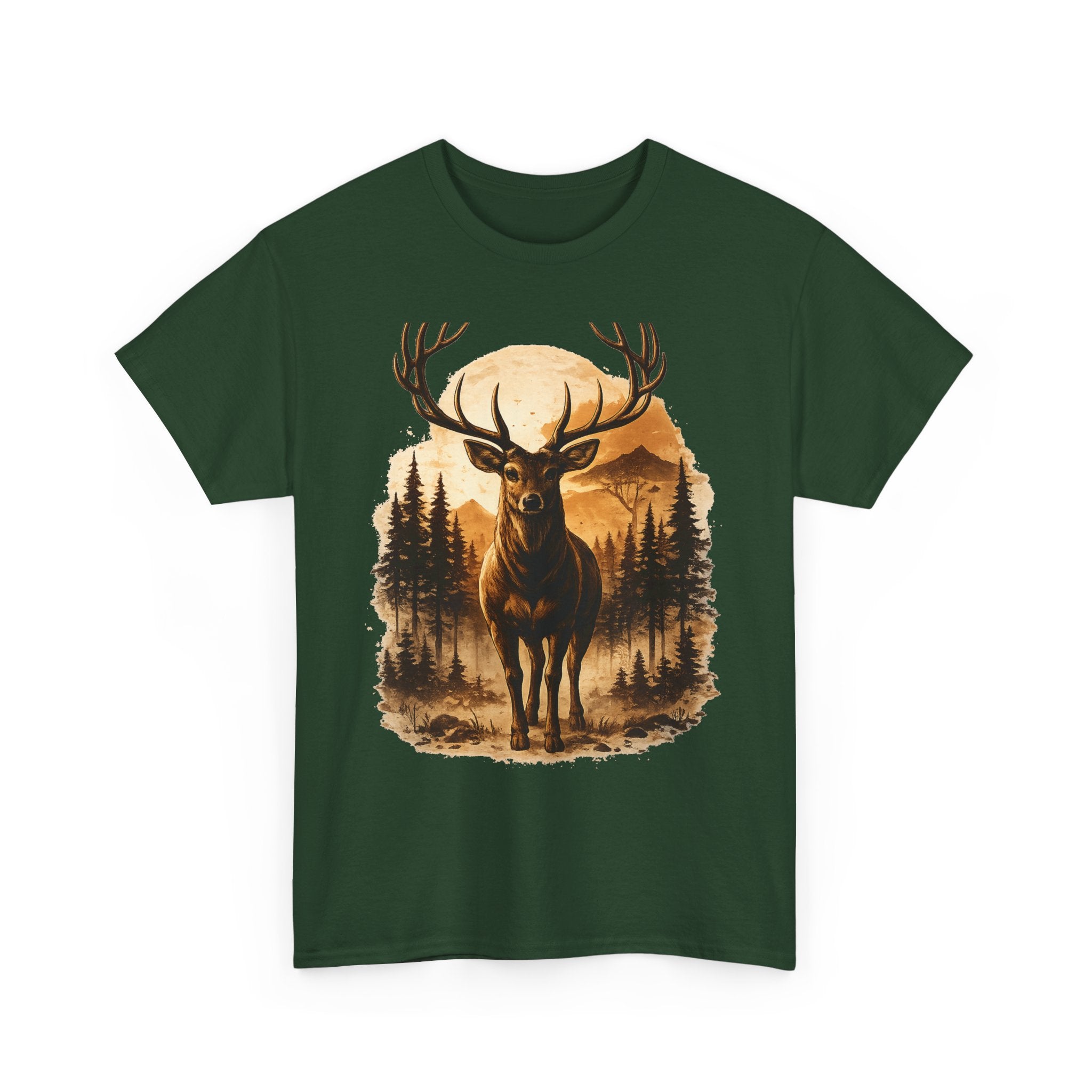 Deer Sunset Graphic Tee — Wilderness Stag Nature T-Shirt