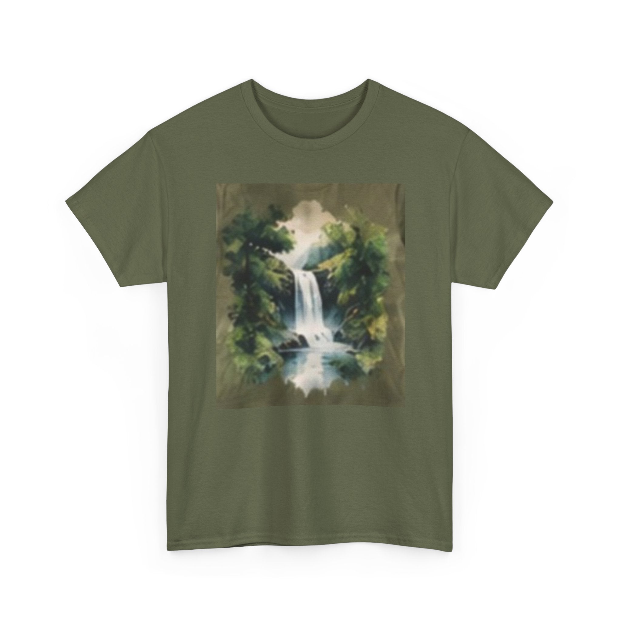 Waterfall Landscape T-Shirt — Vintage Forest Nature Tee