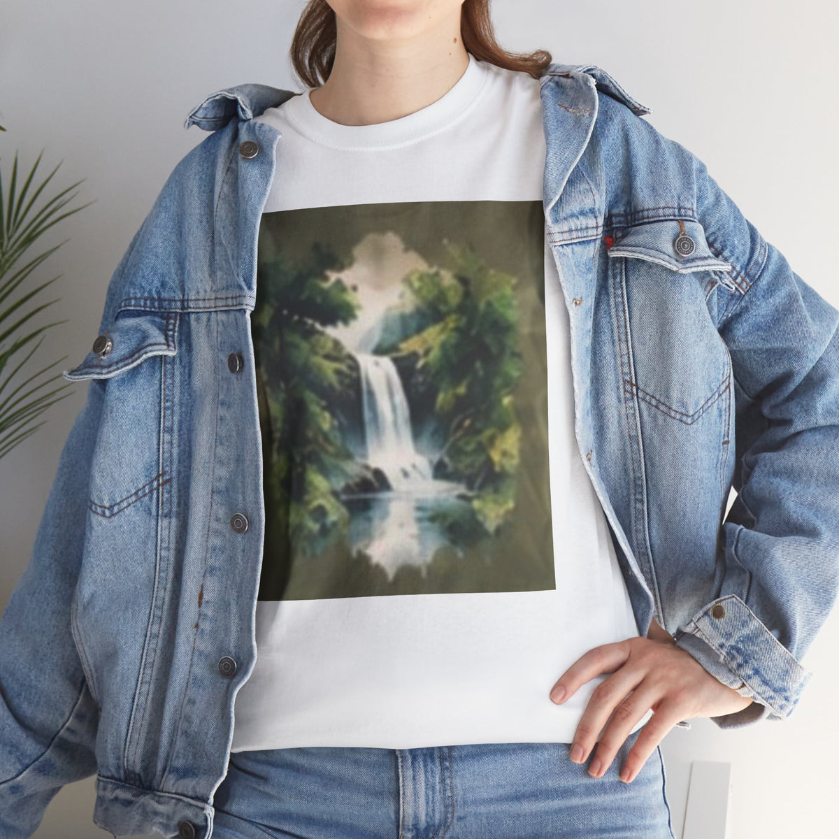 Waterfall Landscape T-Shirt — Vintage Forest Nature Tee