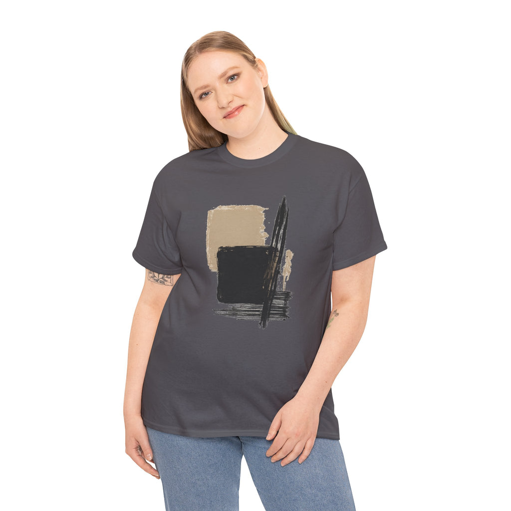 Abstract Brushstroke Tee — Minimal Neutral Art Graphic T-Shirt