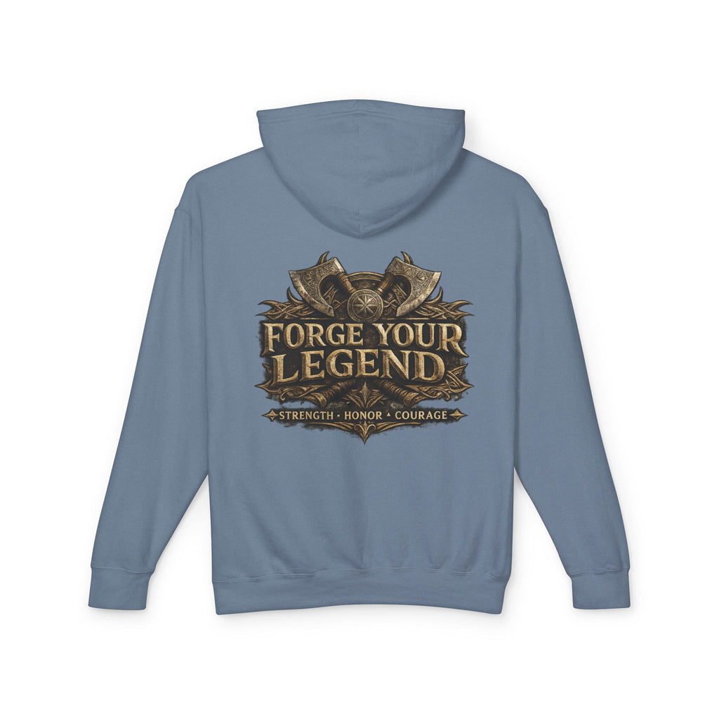 Viking Warrior Hoodie — "Forge Your Legend" Shield & Helmet Sweatshirt