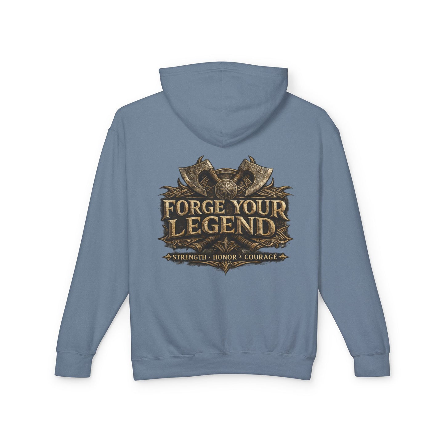 Viking Warrior Hoodie — "Forge Your Legend" Shield & Helmet Sweatshirt