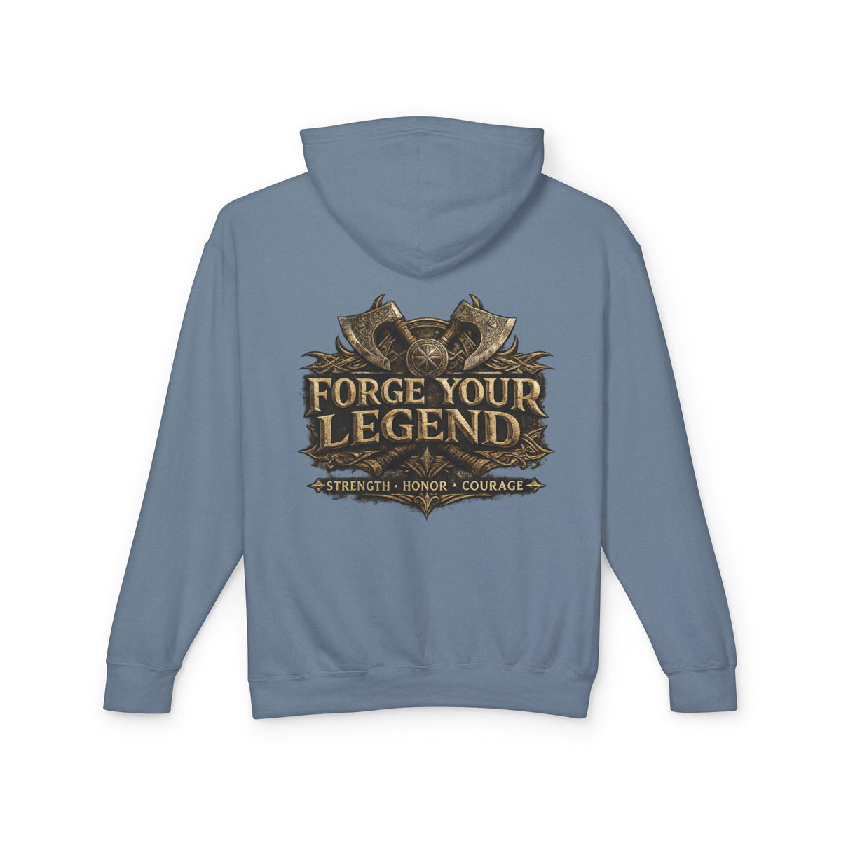 Viking Warrior Hoodie — "Forge Your Legend" Shield & Helmet Sweatshirt