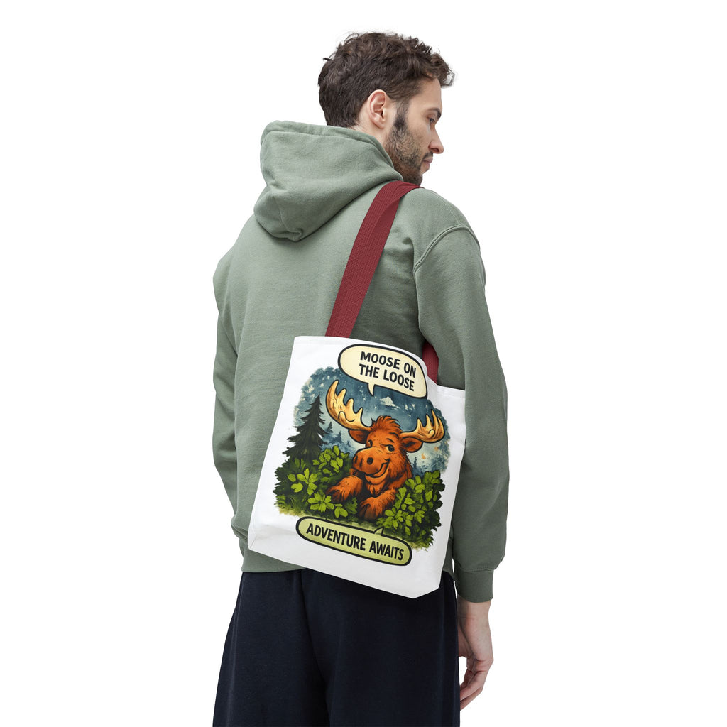 Moose on the Loose Tote Bag — Cute Retro Moose Illustration Canvas Tote