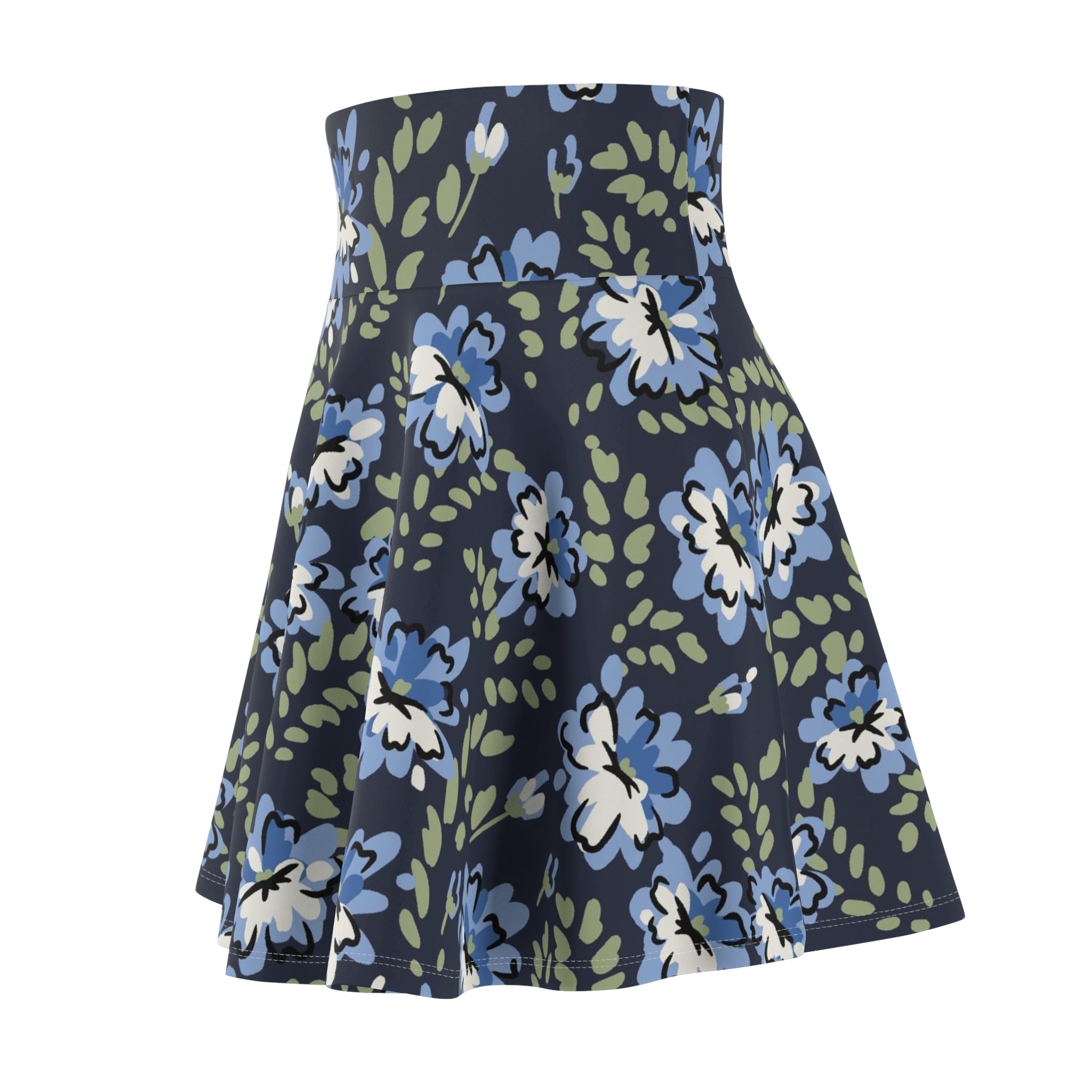 Floral Navy Skater Skirt – Blue Vintage Blossom Print