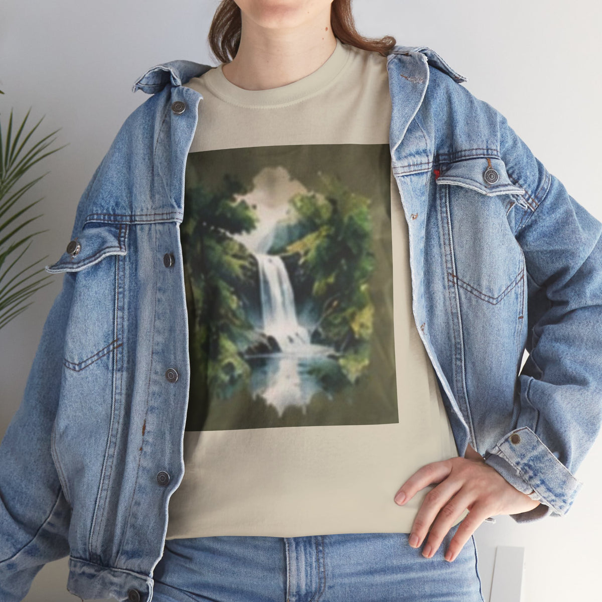 Waterfall Landscape T-Shirt — Vintage Forest Nature Tee