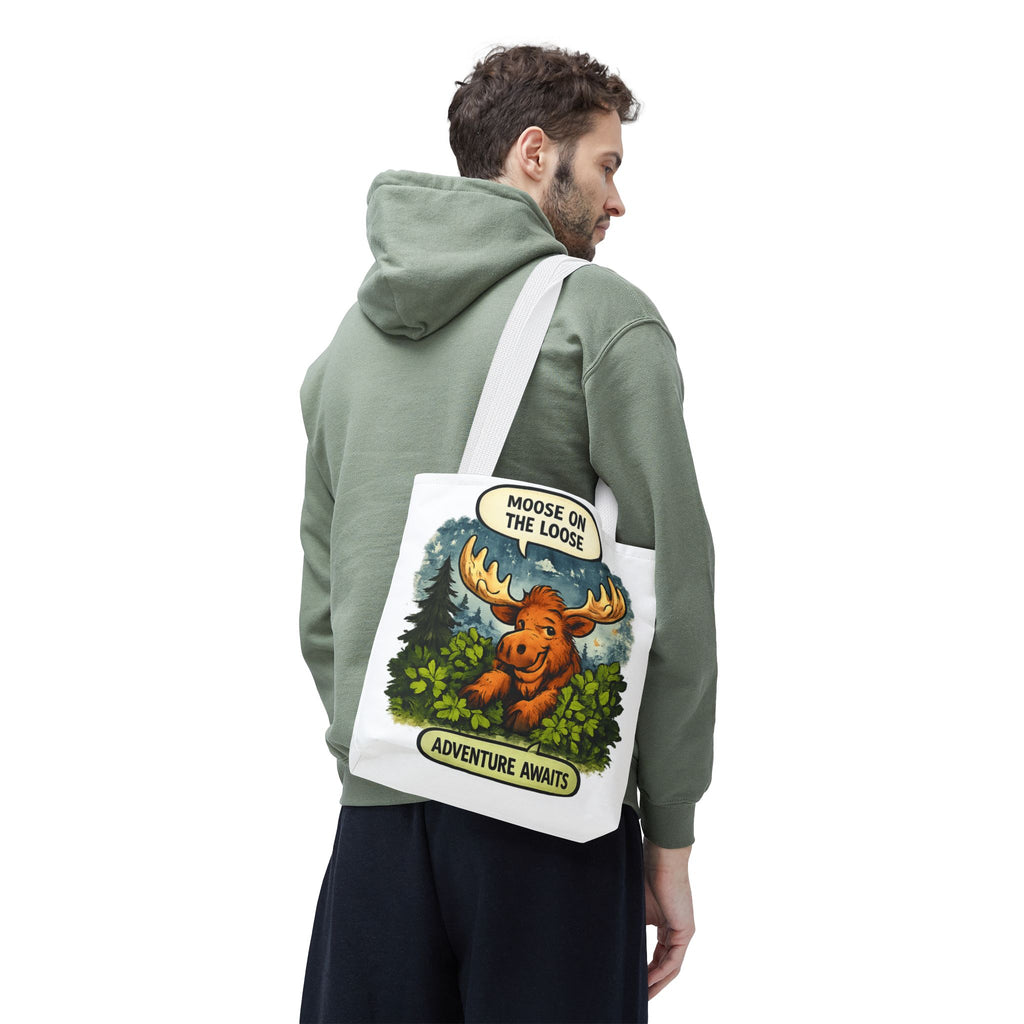 Moose on the Loose Tote Bag — Cute Retro Moose Illustration Canvas Tote