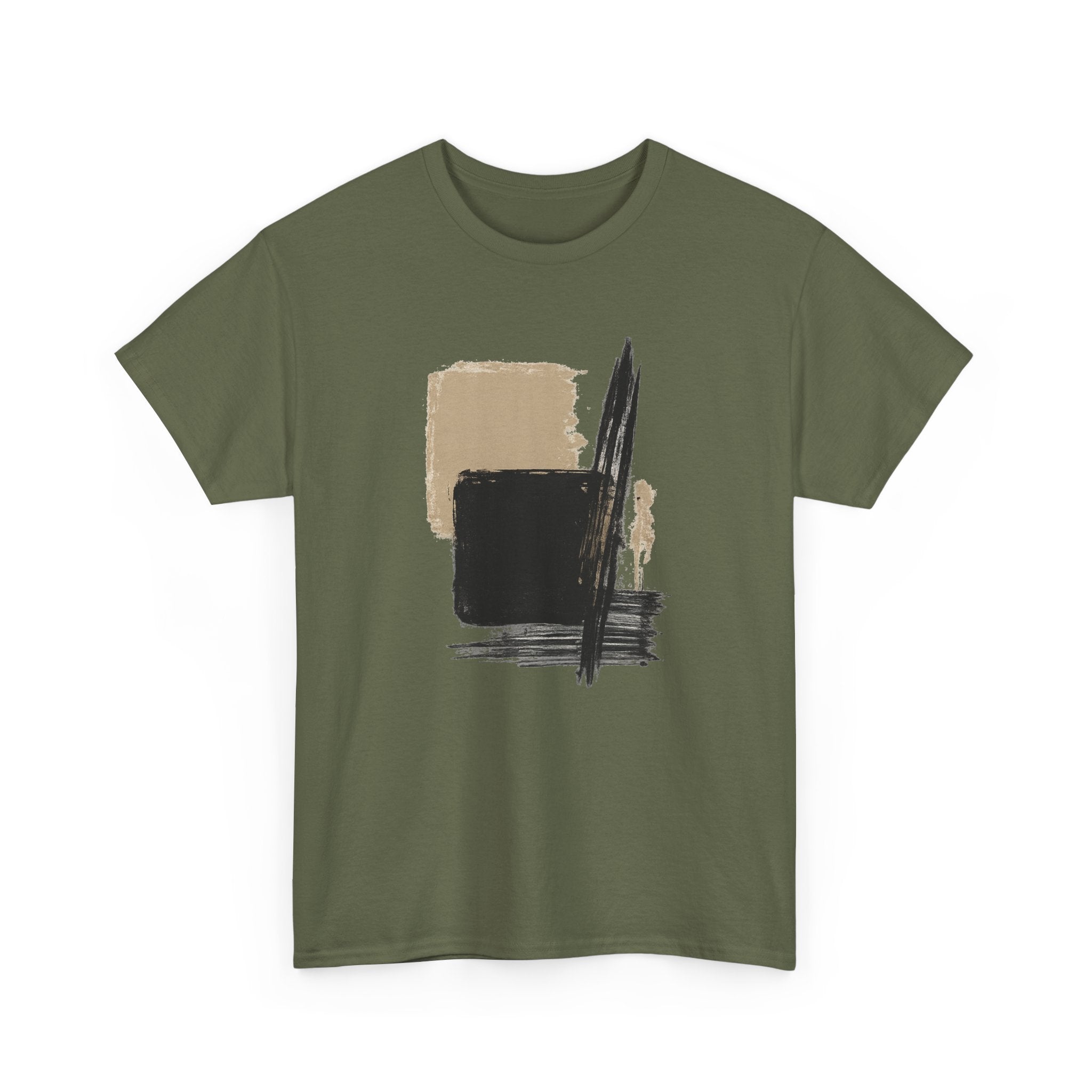 Abstract Brushstroke Tee — Minimal Neutral Art Graphic T-Shirt