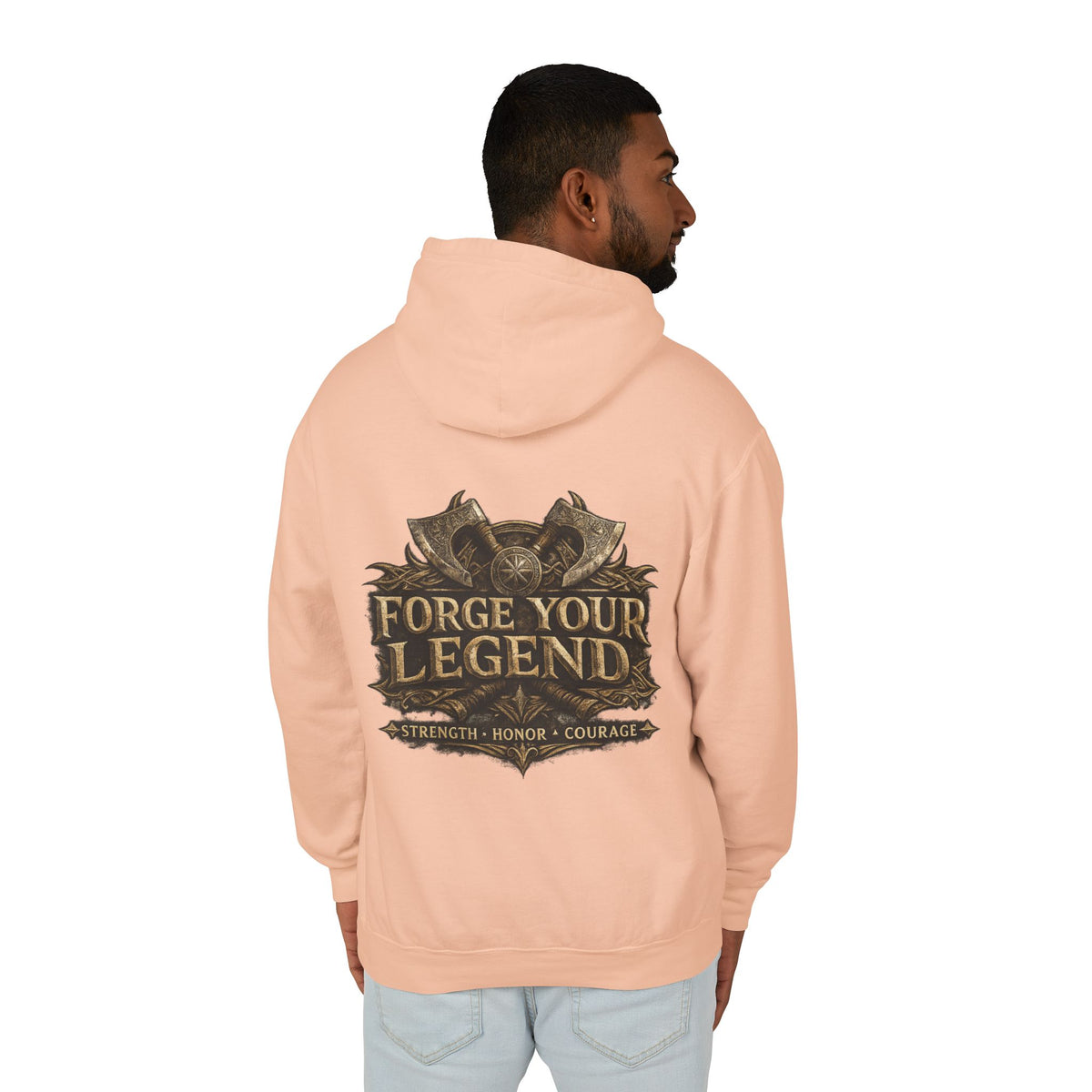 Viking Warrior Hoodie — "Forge Your Legend" Shield & Helmet Sweatshirt