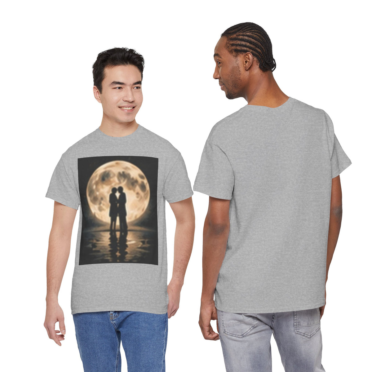 Moonlight Kiss T‑Shirt — Romantic Couple Silhouette Tee