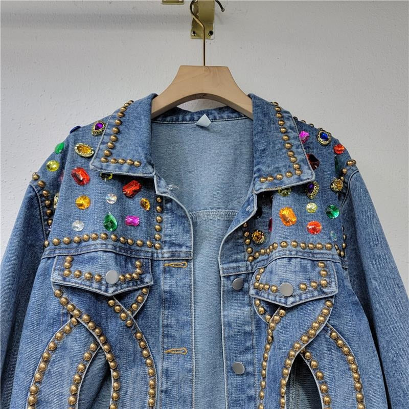 Women Spring Casual Long Sleeve Jeans Jacket Coat