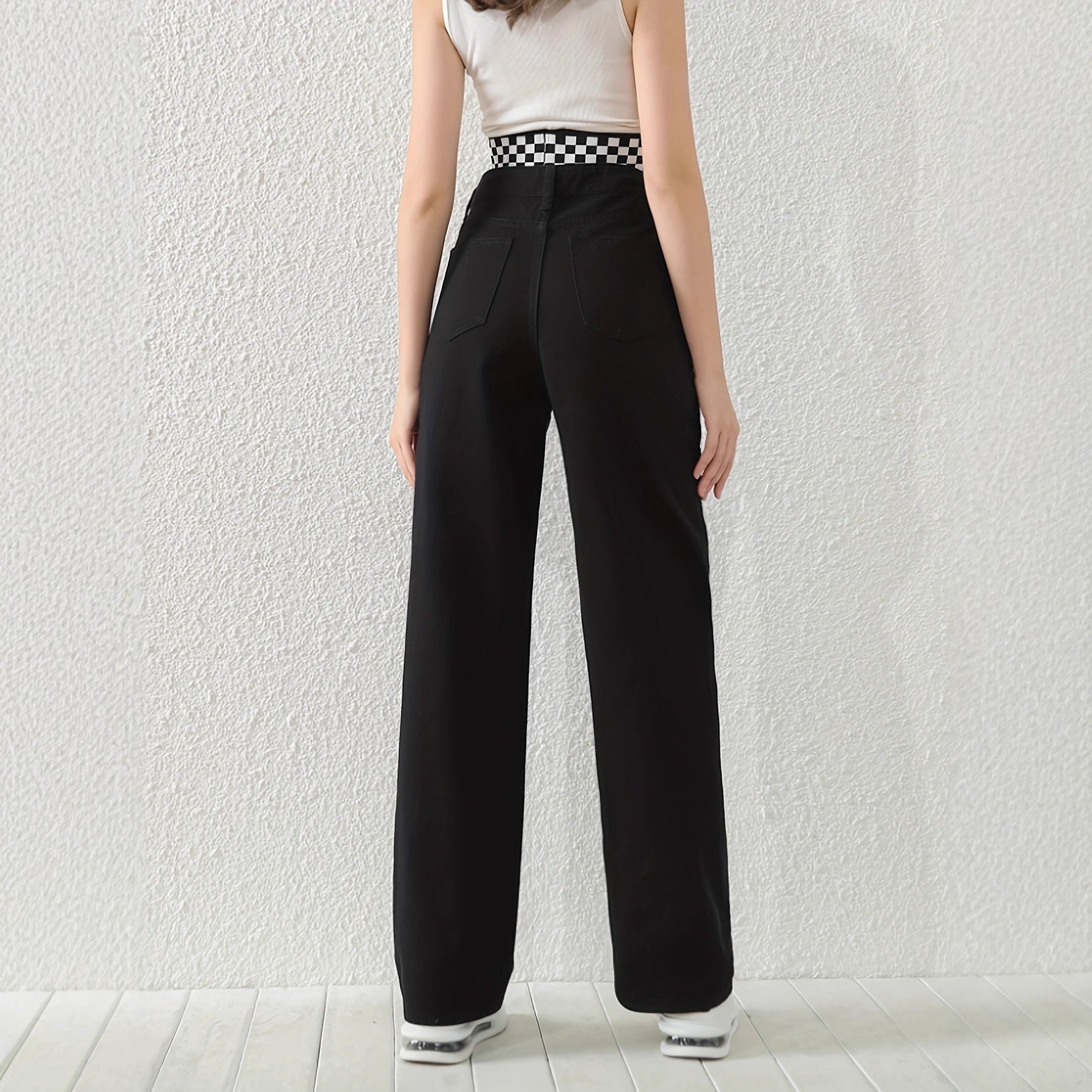 Jeans with Rhinestones Women High Waist Slimming Wide Leg Jeans  Jeans